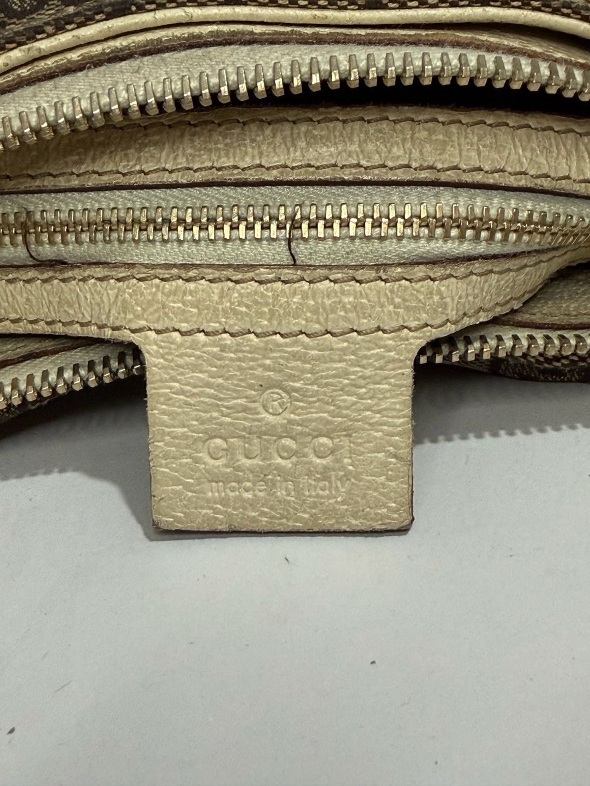 Gucci GUCCI Beige/White GG Canvas Horsebit Creole Hobo Bag Size ONE SIZE - 9 Thumbnail