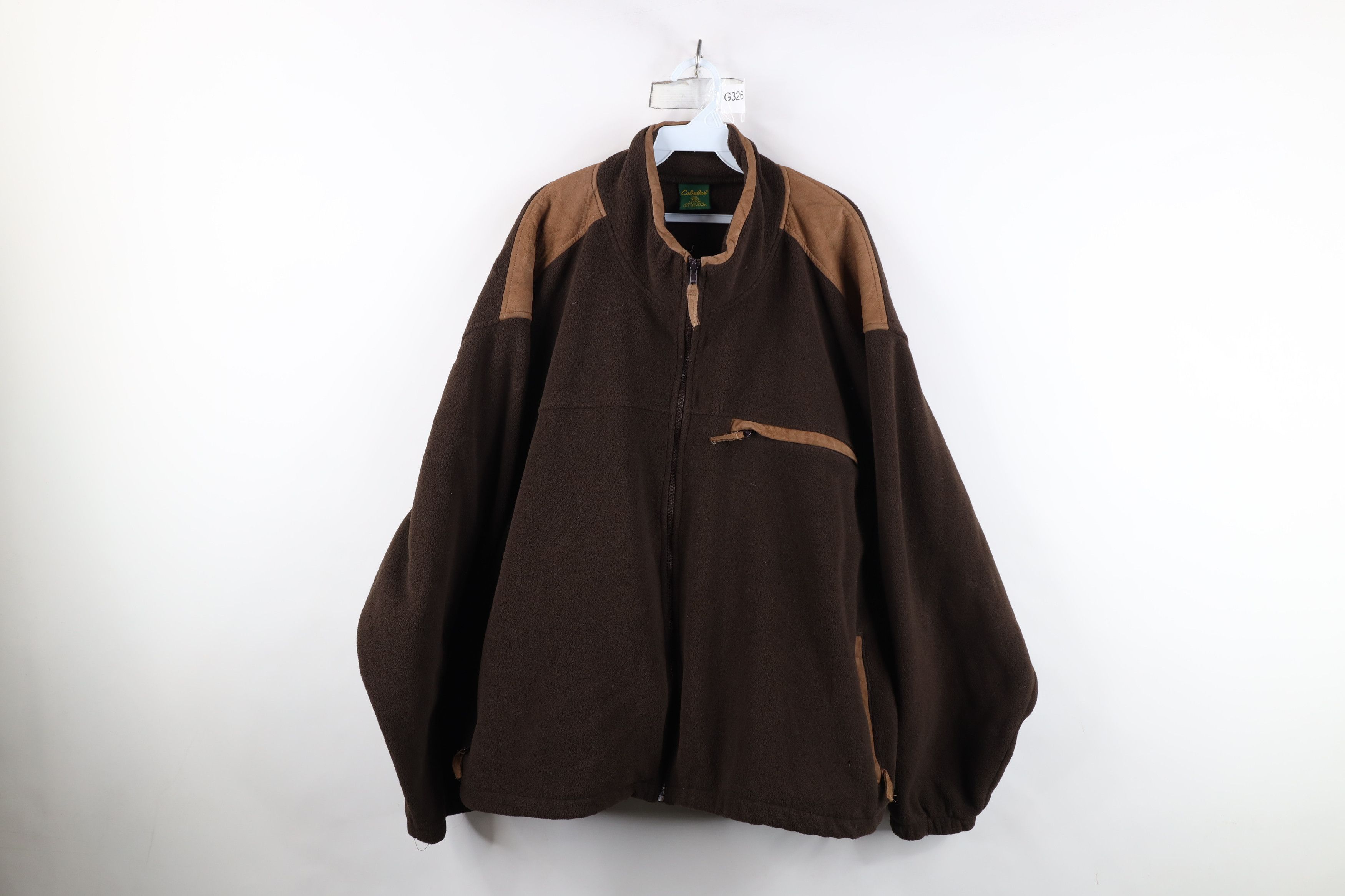 Cabelas Vintage 90s Cabelas Suede Leather Trim Zip Fleece Jacket Size US XXL / EU 58 / 5 - 1 Thumbnail