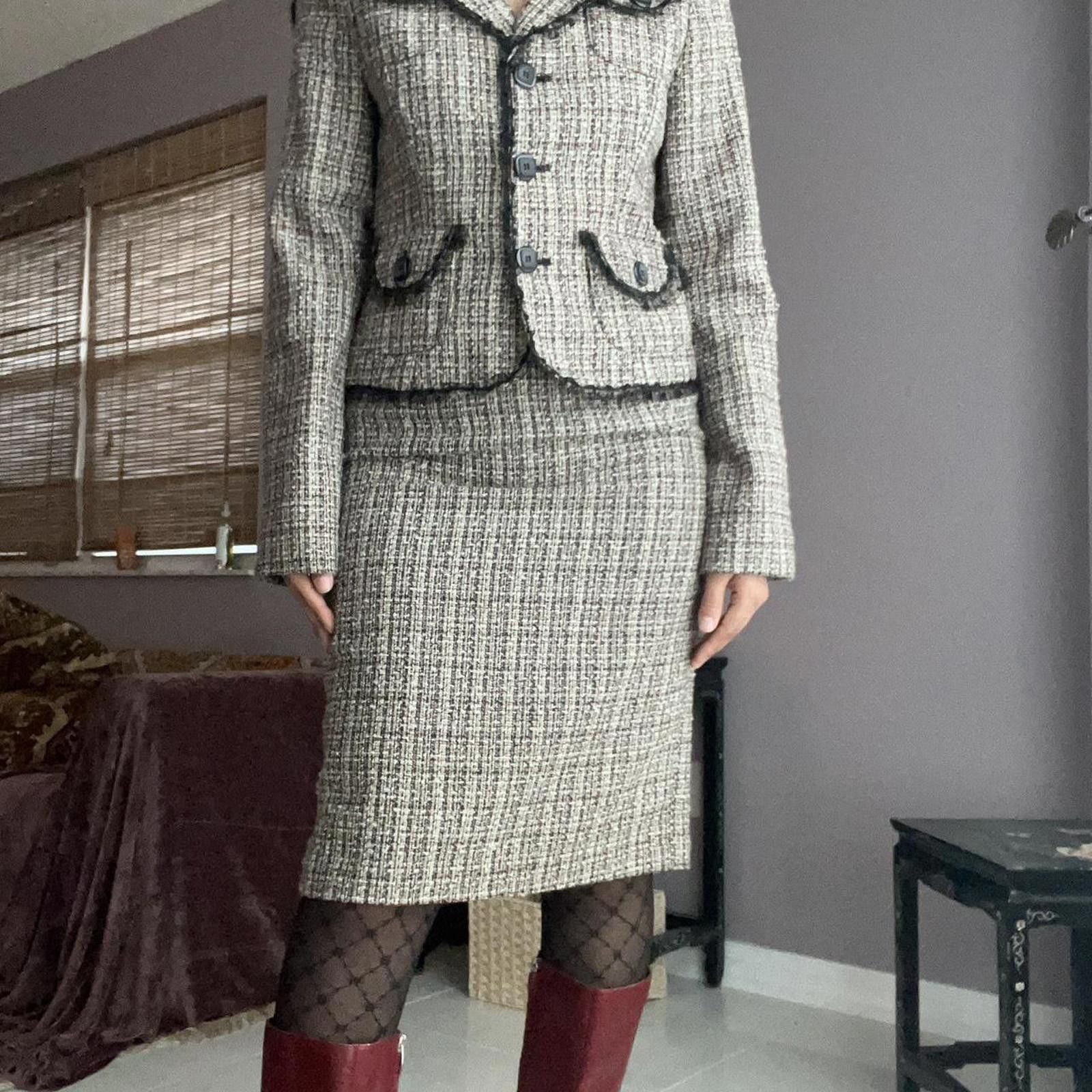 Other Grey and black tweed twopiece skirt suit #tweed made in USA Size M / US 6-8 / IT 42-44 - 5 Thumbnail