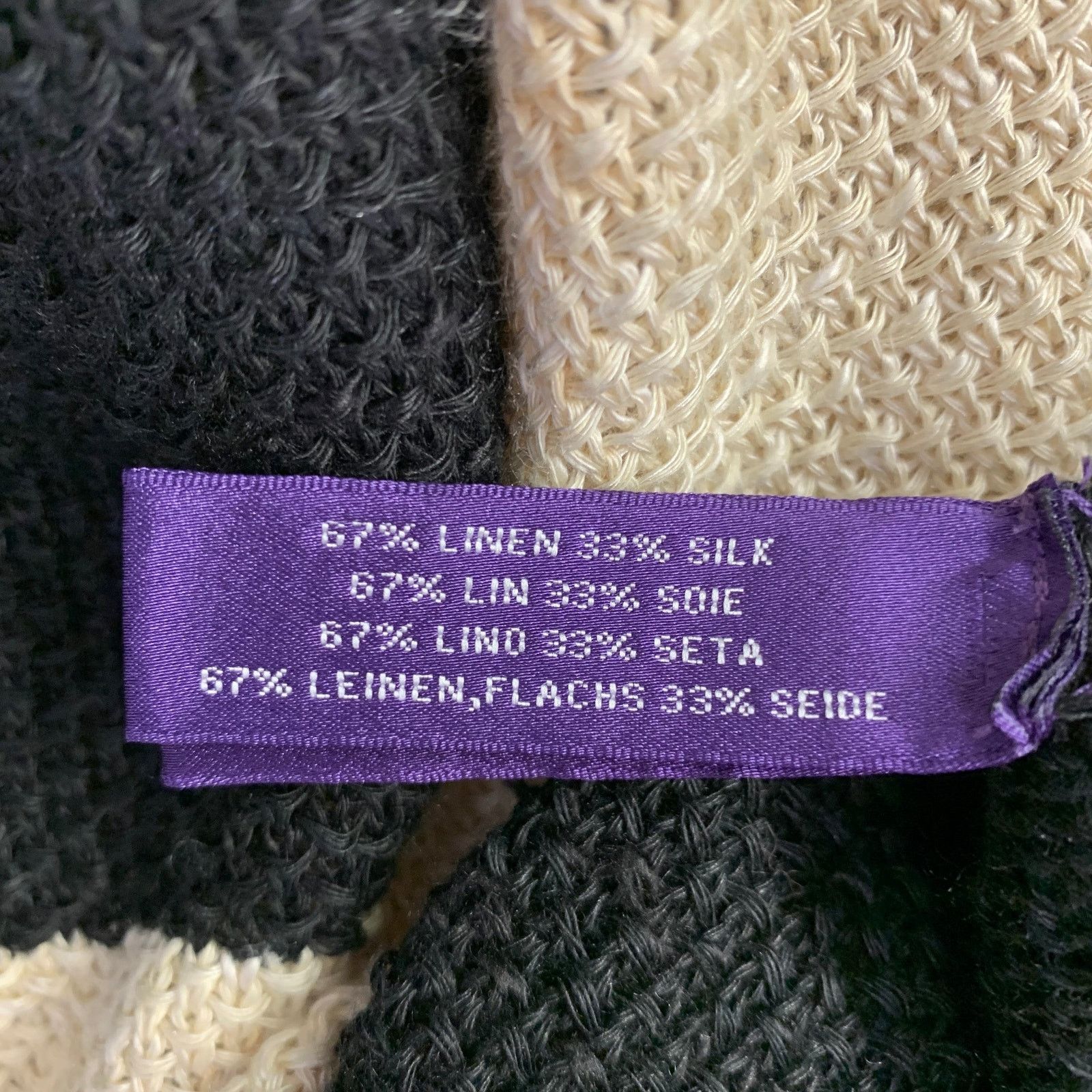 Ralph Lauren Size M/L Black Beige Linen Silk Color Block Cardigan Size M / US 6-8 / IT 42-44 - 11 Thumbnail