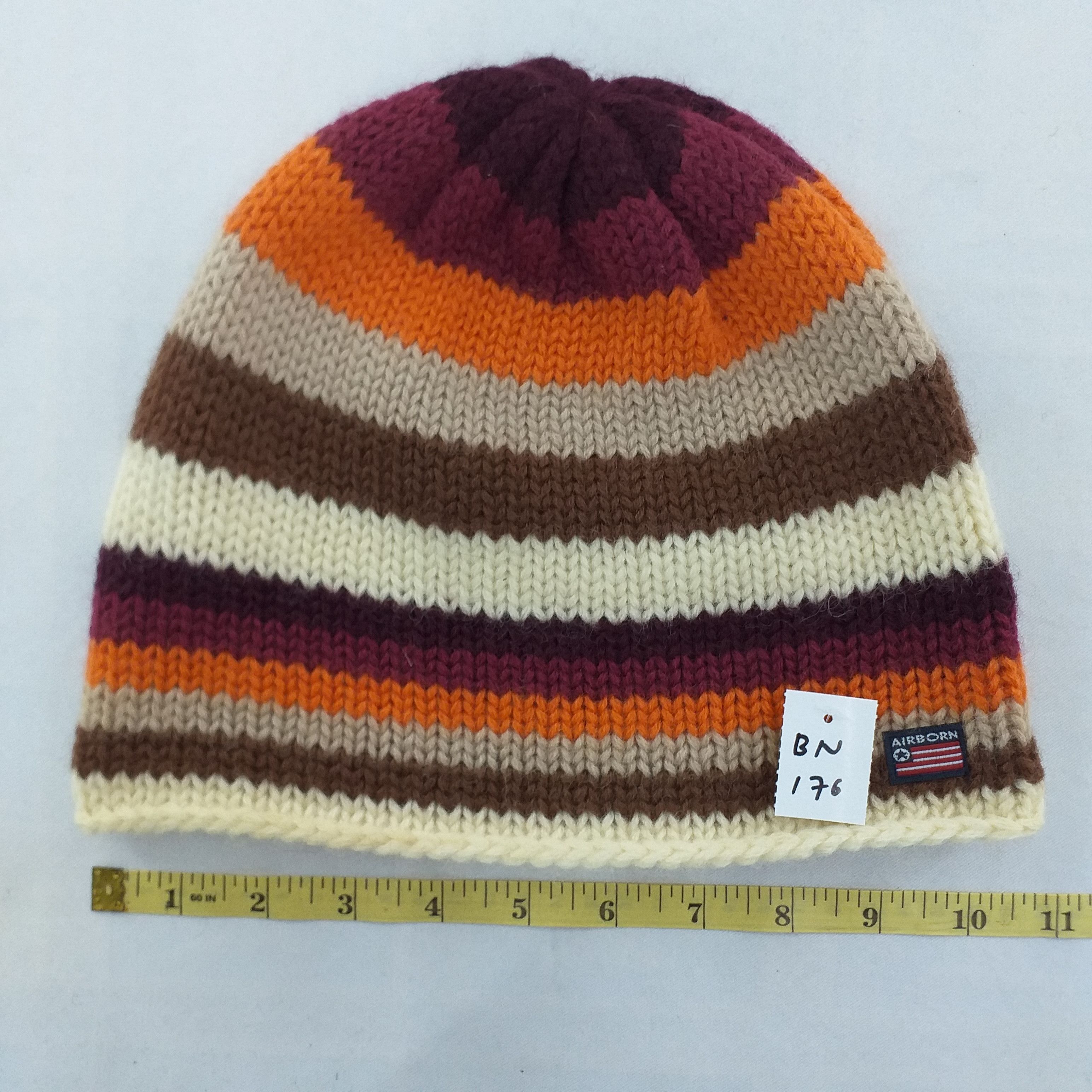 Japanese Brand Airborn Stripes Snow Cap Hat Beanie -BN176 Size ONE SIZE - 3 Thumbnail
