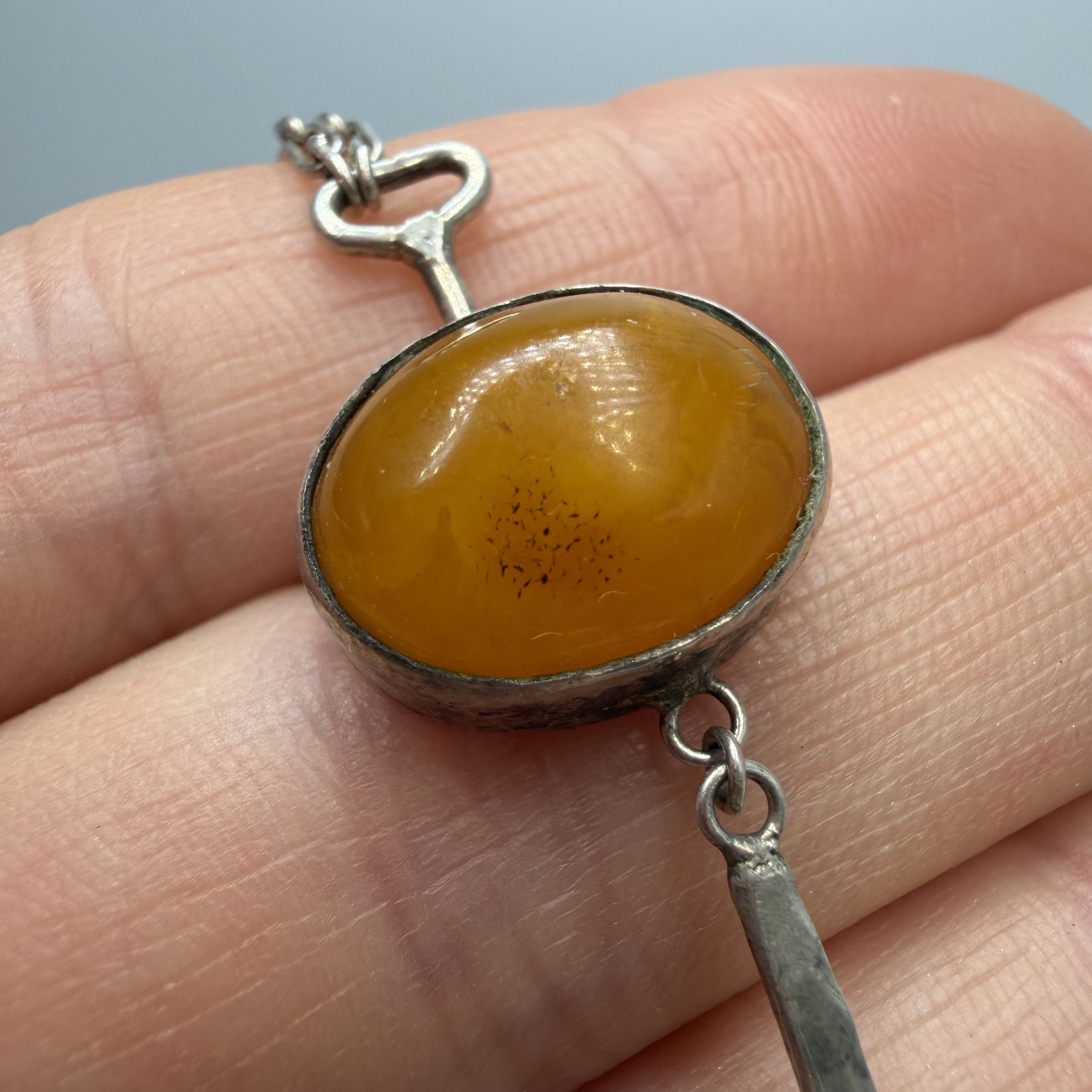 Vintage Vintage Soviet 875 Silver Baltic Amber Necklace Chain Size ONE SIZE - 7 Thumbnail