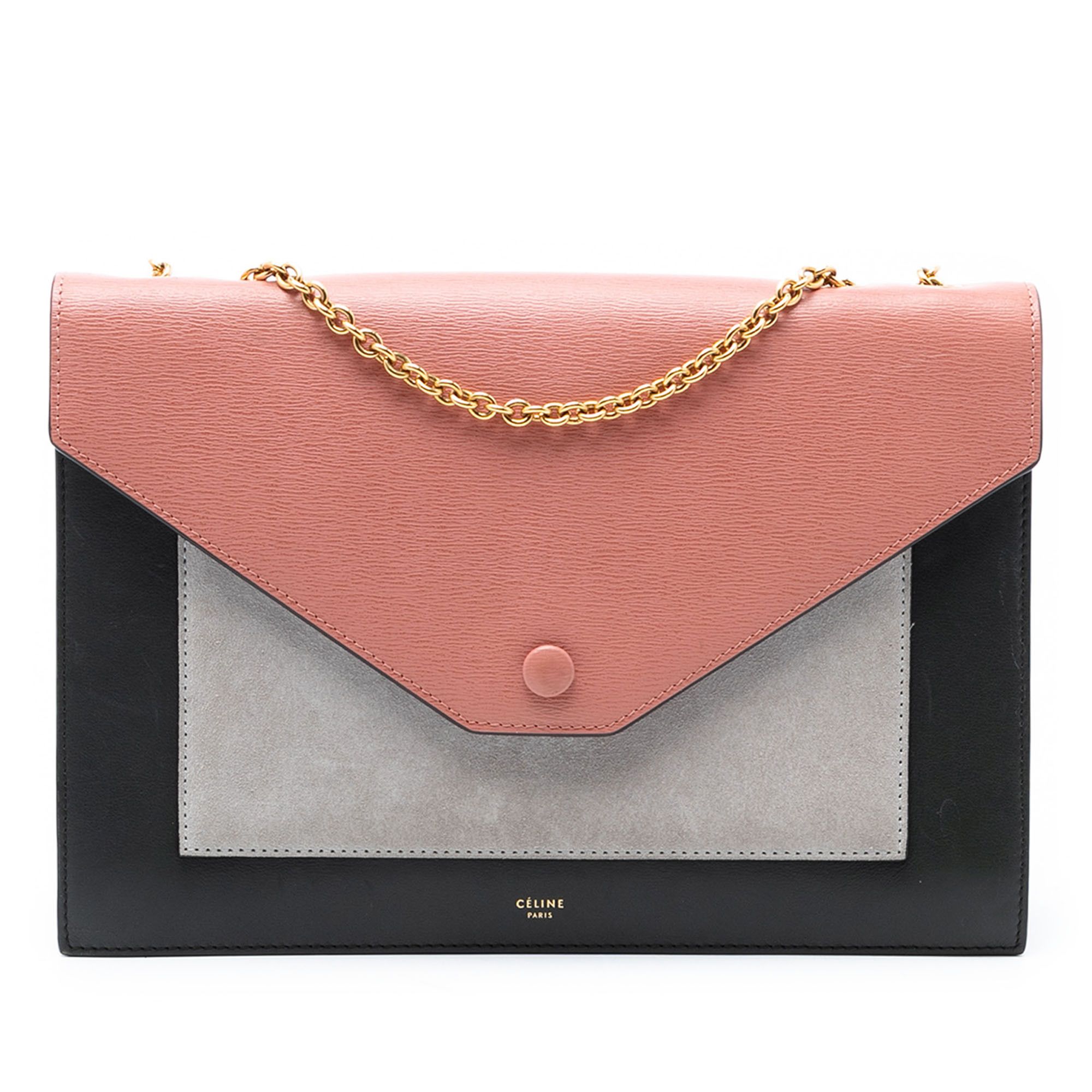 Celine Celine Tricolor Leather and Suede Pocket Envelope Wallet on Chain Size ONE SIZE - 1 Thumbnail