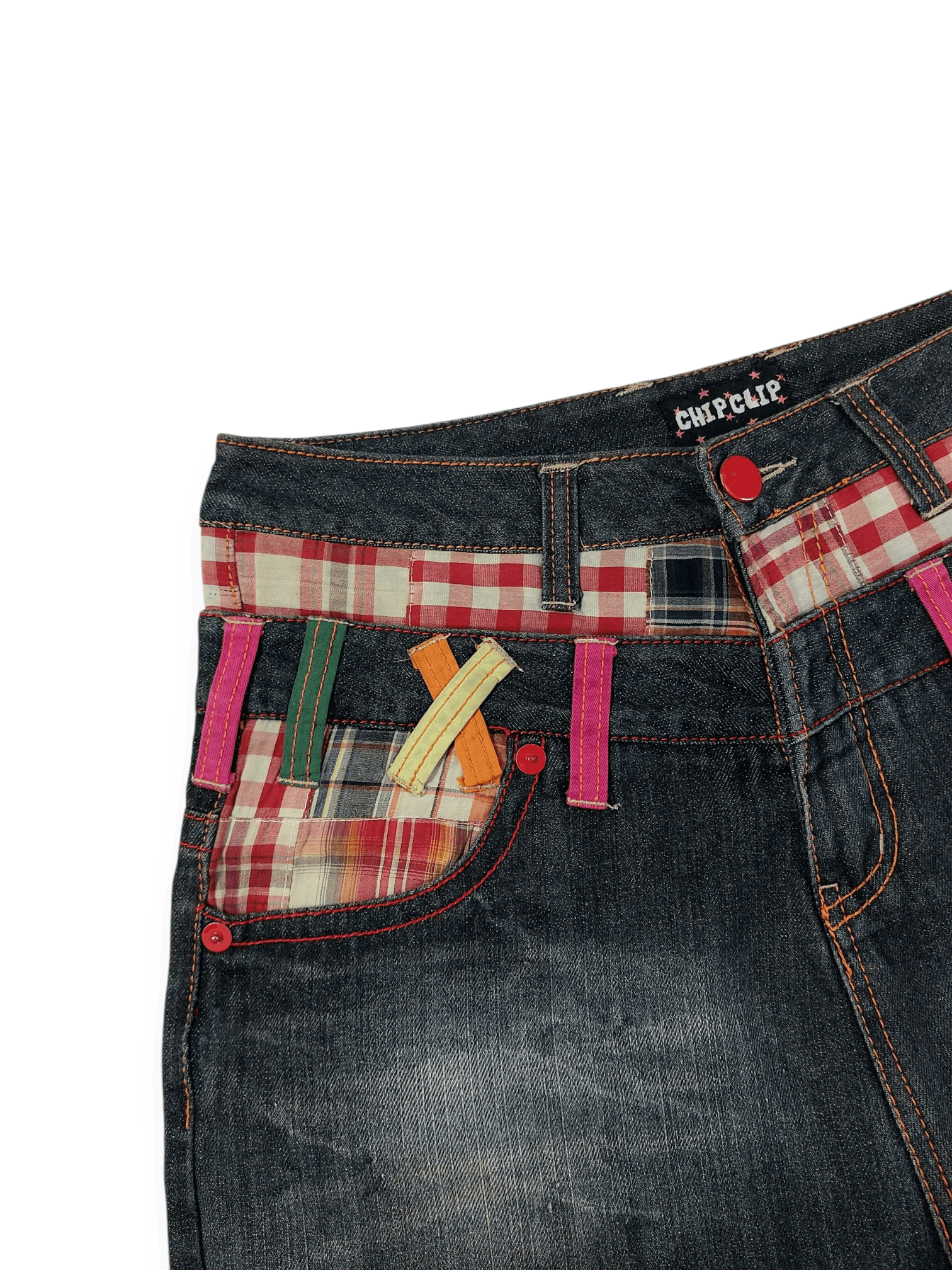 Designer Chip Clip Double Waist Patched Kapital Style Short Size US 31 - 6 Thumbnail