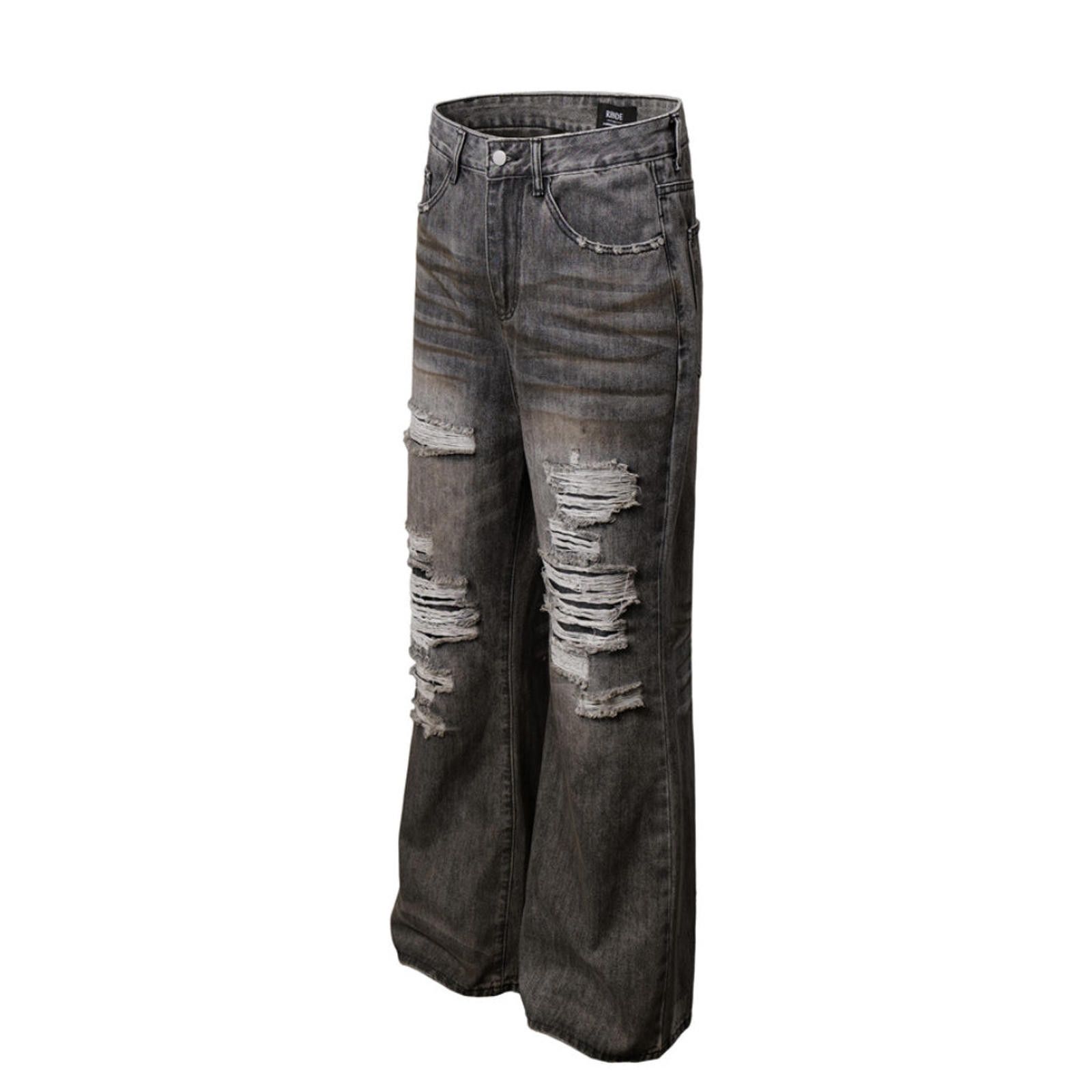 Vintage Gray Distressed Flare Jeans Size US 32 / EU 48 - 7 Thumbnail