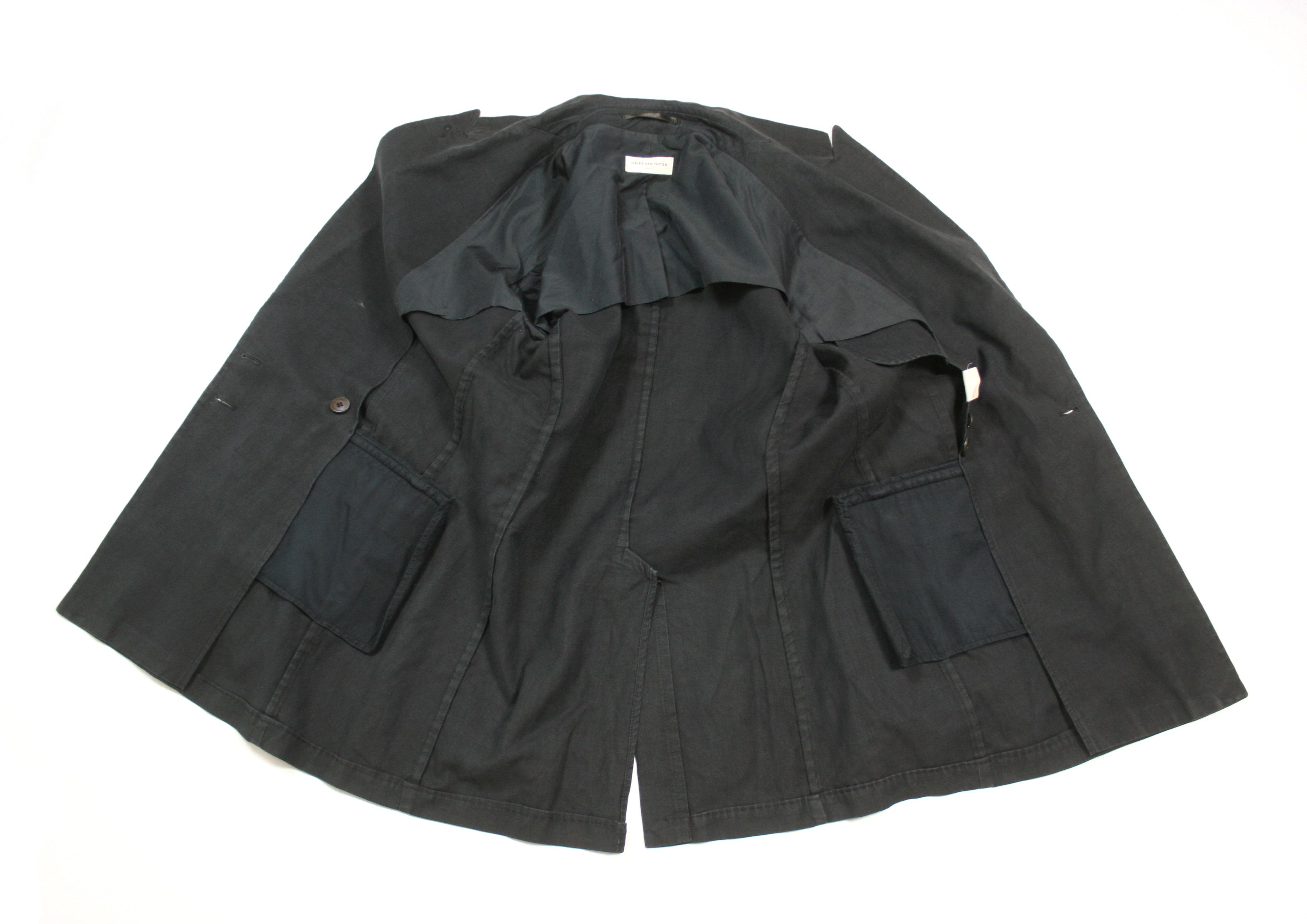Dries Van Noten 00S Cotton Paper Garment Dyed D-B Oversize Blazer Vintage Size XS / US 0-2 / IT 36-38 - 15 Thumbnail