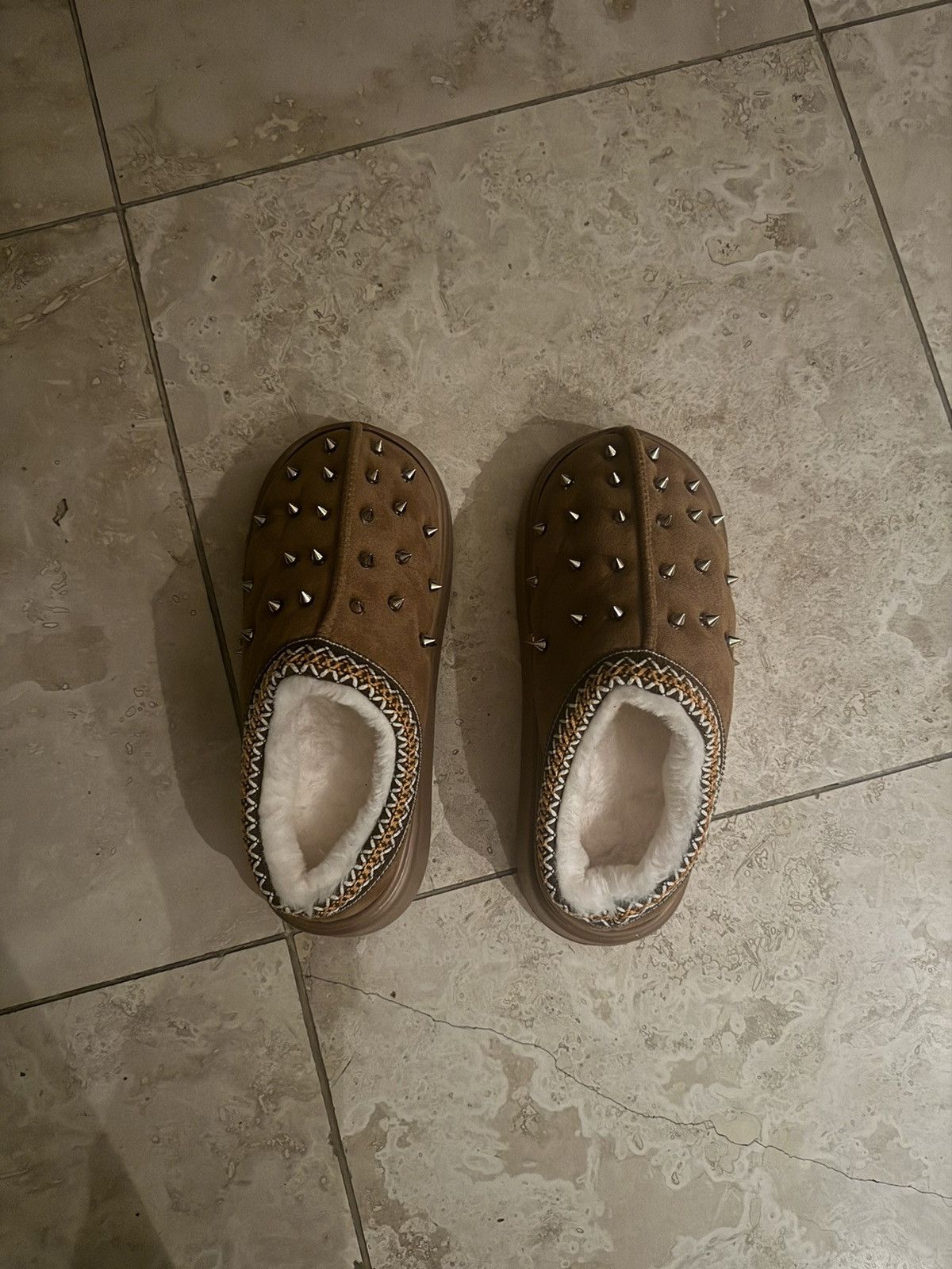 Birkenstock × Ugg Brown Spiked Fur Slippers Size US 8 / IT 38 - 1 Thumbnail