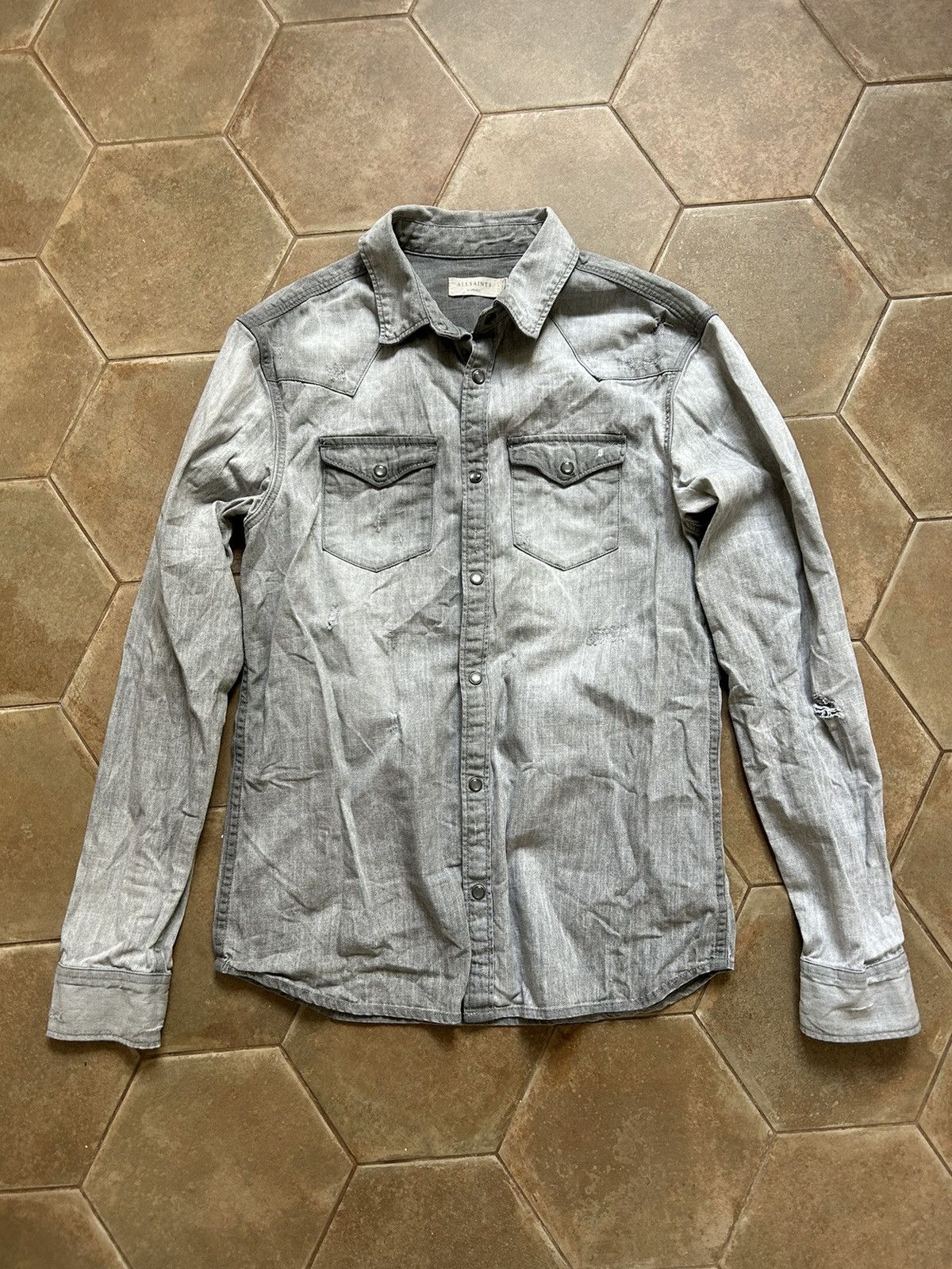 ALL SAINTS DENIM LONG SLEEVE SHIRT