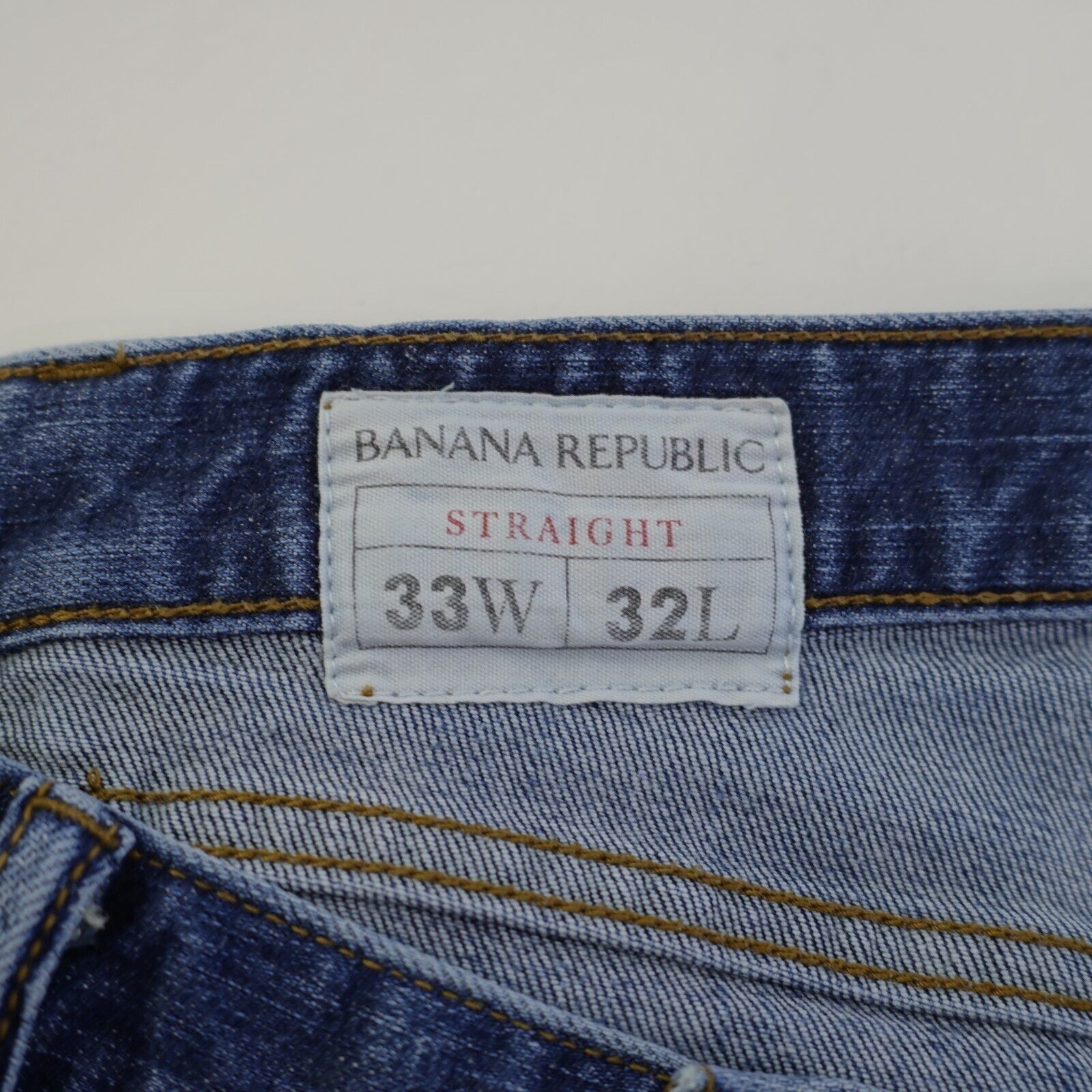 Banana Republic Banana Republic Straight Blue Stone Wash Whiskering Mid Rise Size US 33 - 7 Thumbnail