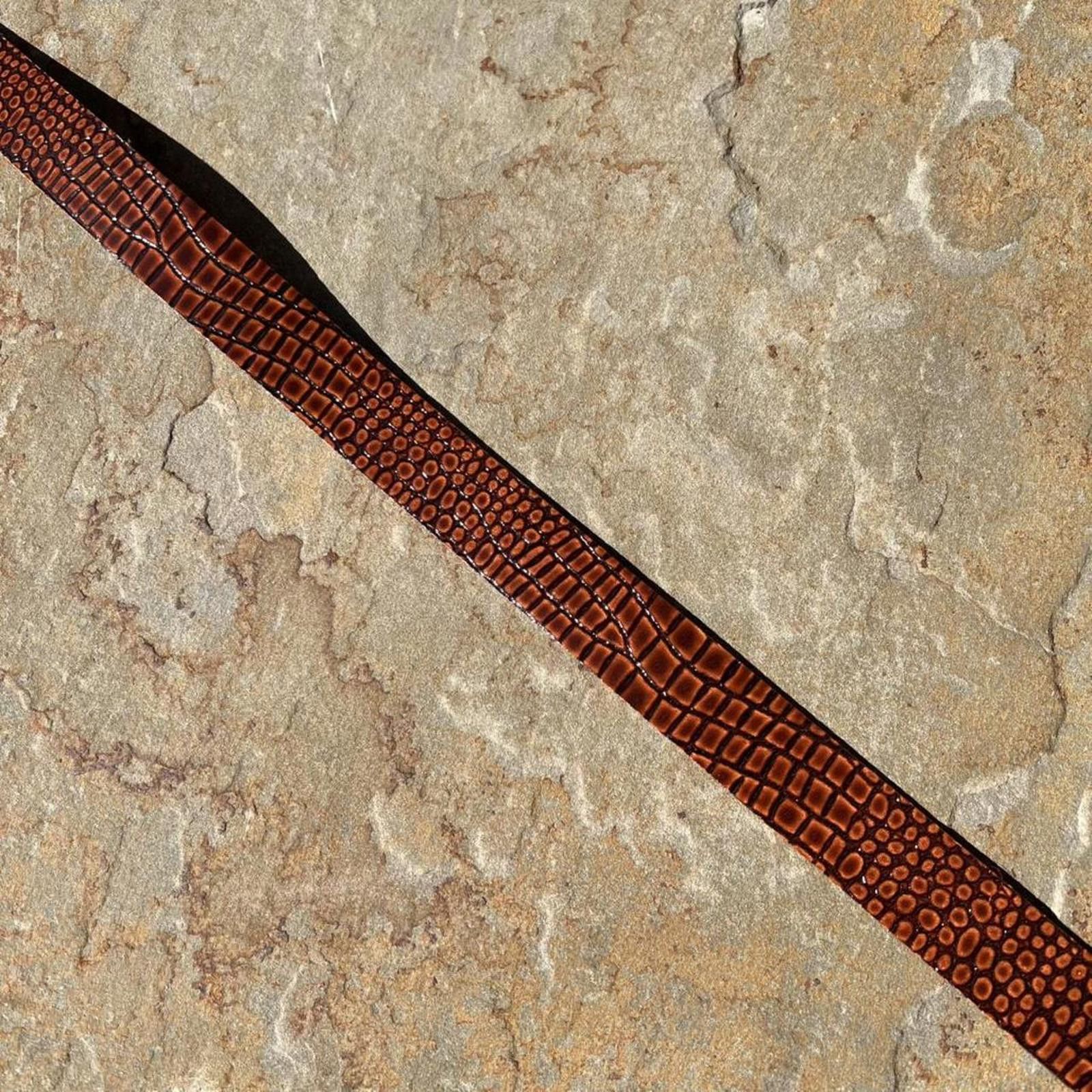 Vintage Y2K Brown Crocodile Embossed Faux Leather Belt Size ONE SIZE - 3 Thumbnail