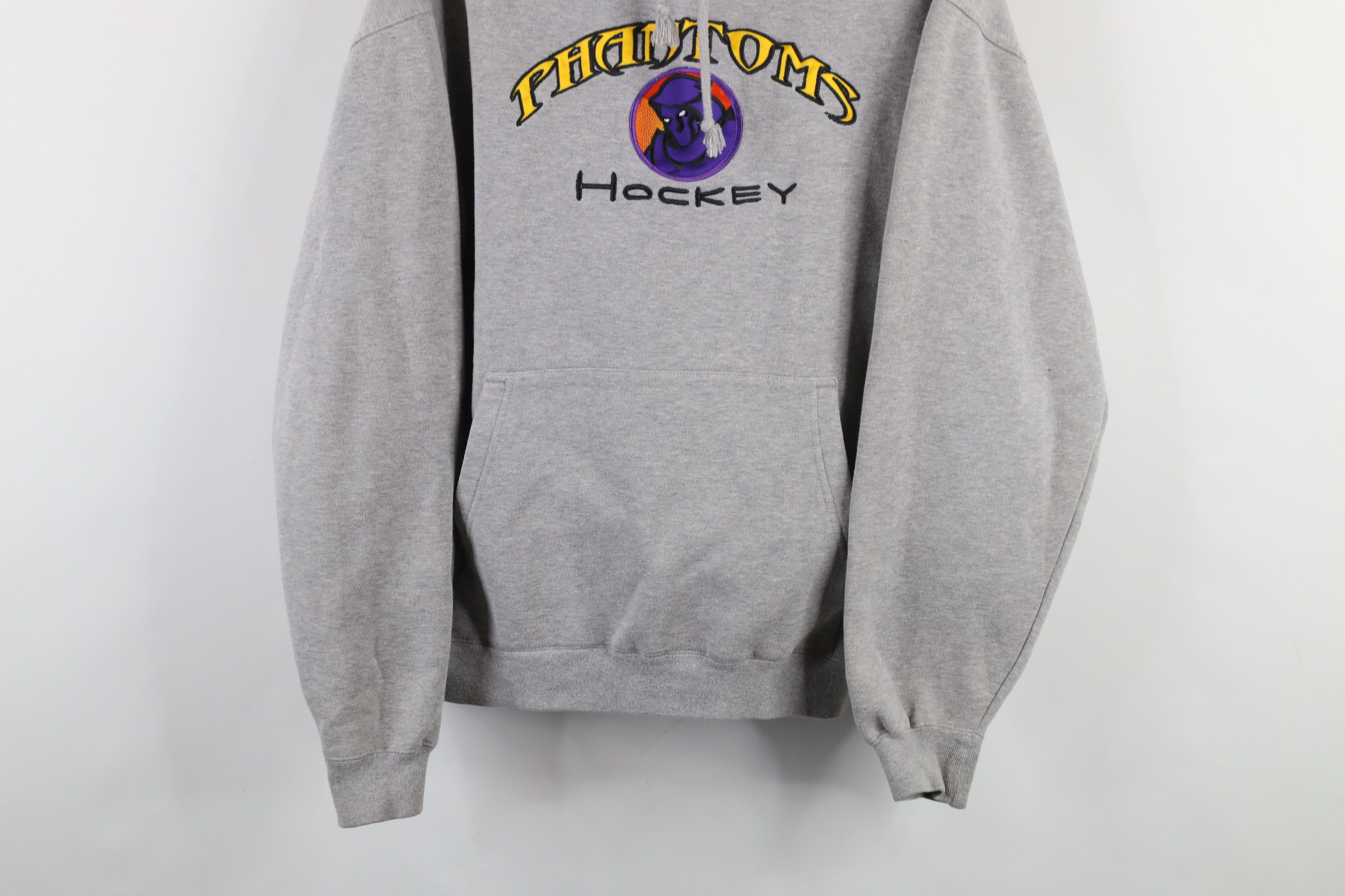 Vintage Vintage 90s Spell Out Phantoms Hockey Hoodie Sweatshirt Gray Size US L / EU 52-54 / 3 - 3 Thumbnail