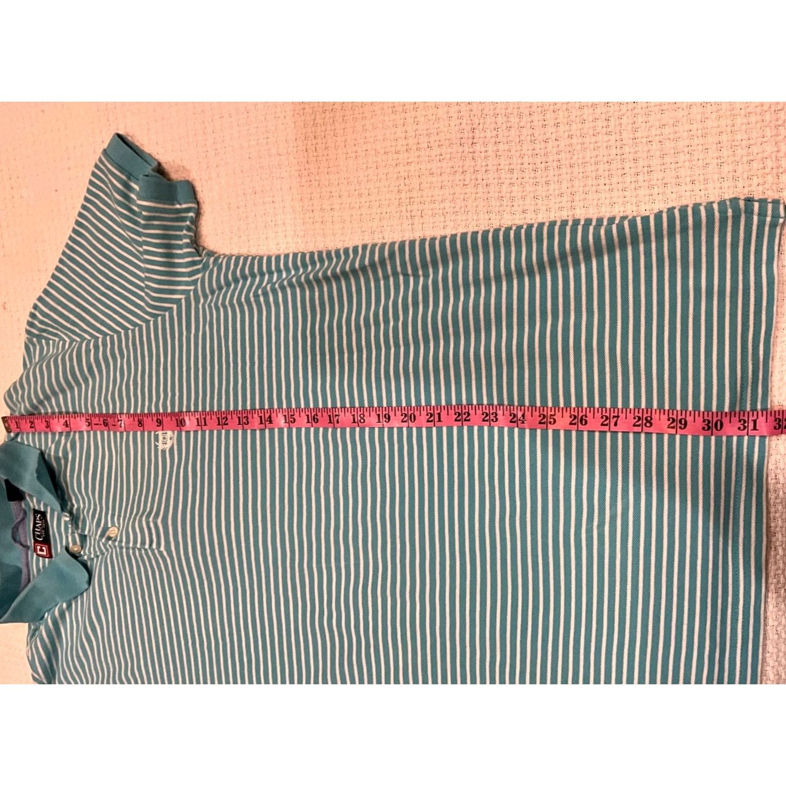 Chaps CHAPS RALPH LAUREN MENS POLO SHIRT XL BLUE STRIPED Short Sleeve Collared Logo Knit 100% Cotton Golf Casual Regular Man Size US XL / EU 56 / 4 - 7 Thumbnail