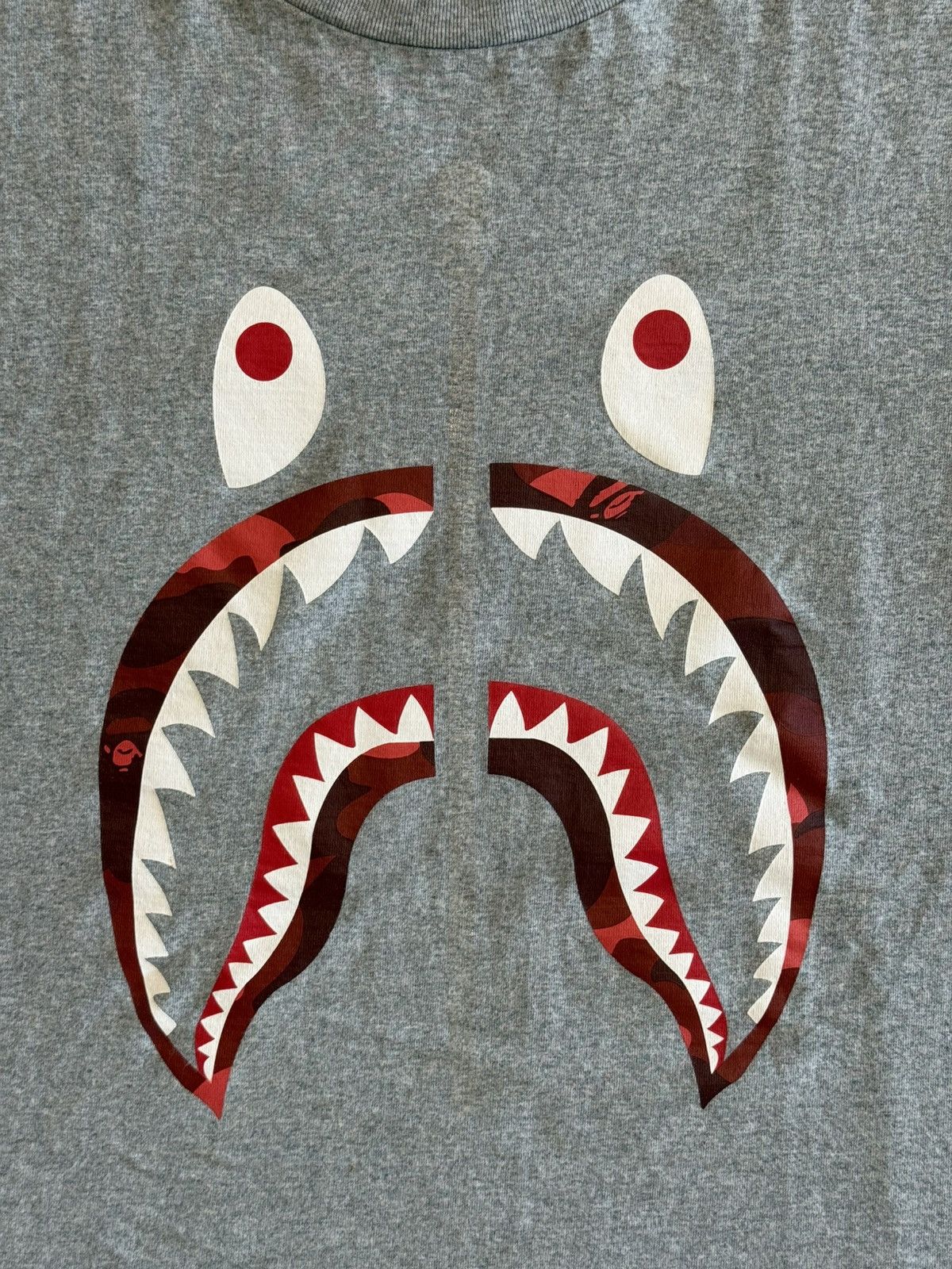 Bape A Bathing Ape (BAPE) Red Camo Shark Tee - Grey (Size L) Size US L / EU 52-54 / 3 - 2 Thumbnail