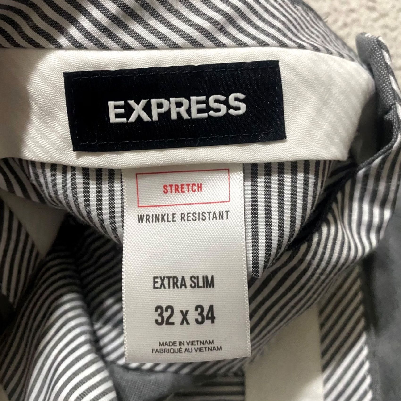 Express Express Pants Dress Pants Men 32 Gray Extra-Slim Mid Rise Straight Front 32x34 Size US 32 / EU 48 - 3 Thumbnail