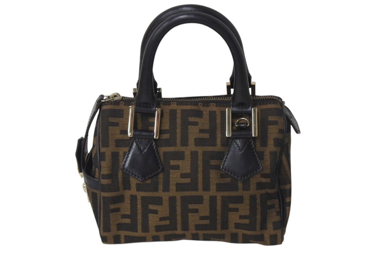 Fendi Zucca Mini Handbag Boston Bag Style in Brown, Men's