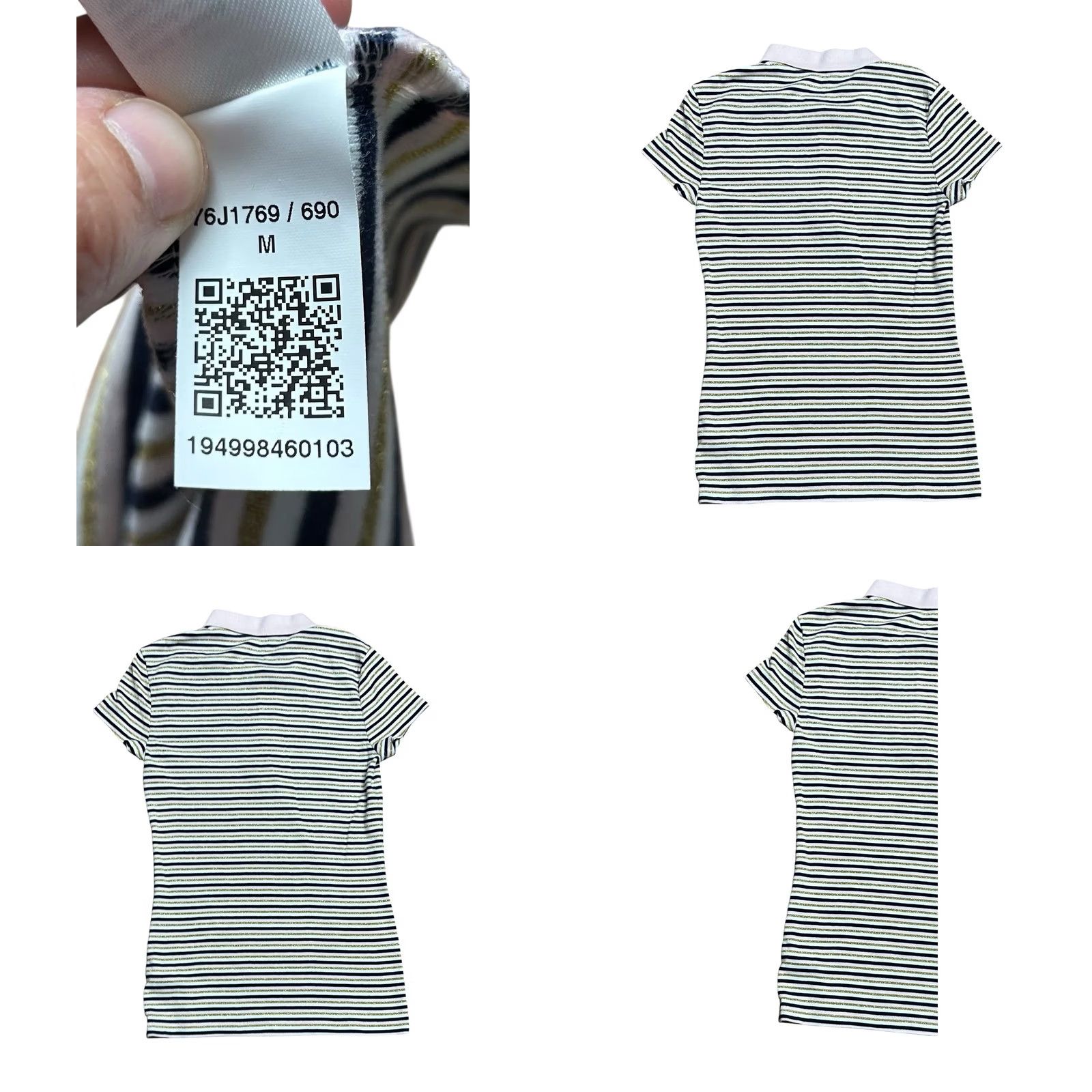Tommy Hilfiger Tommy Hilfiger Half Zip Polo Shirt Blue White Gold Stripe Women's M Multicolor Cap Sleeve Casual Travel Polo Shirt Y2K Colorful Regular Men? Women? Size M / US 6-8 / IT 42-44 - 9 Thumbnail