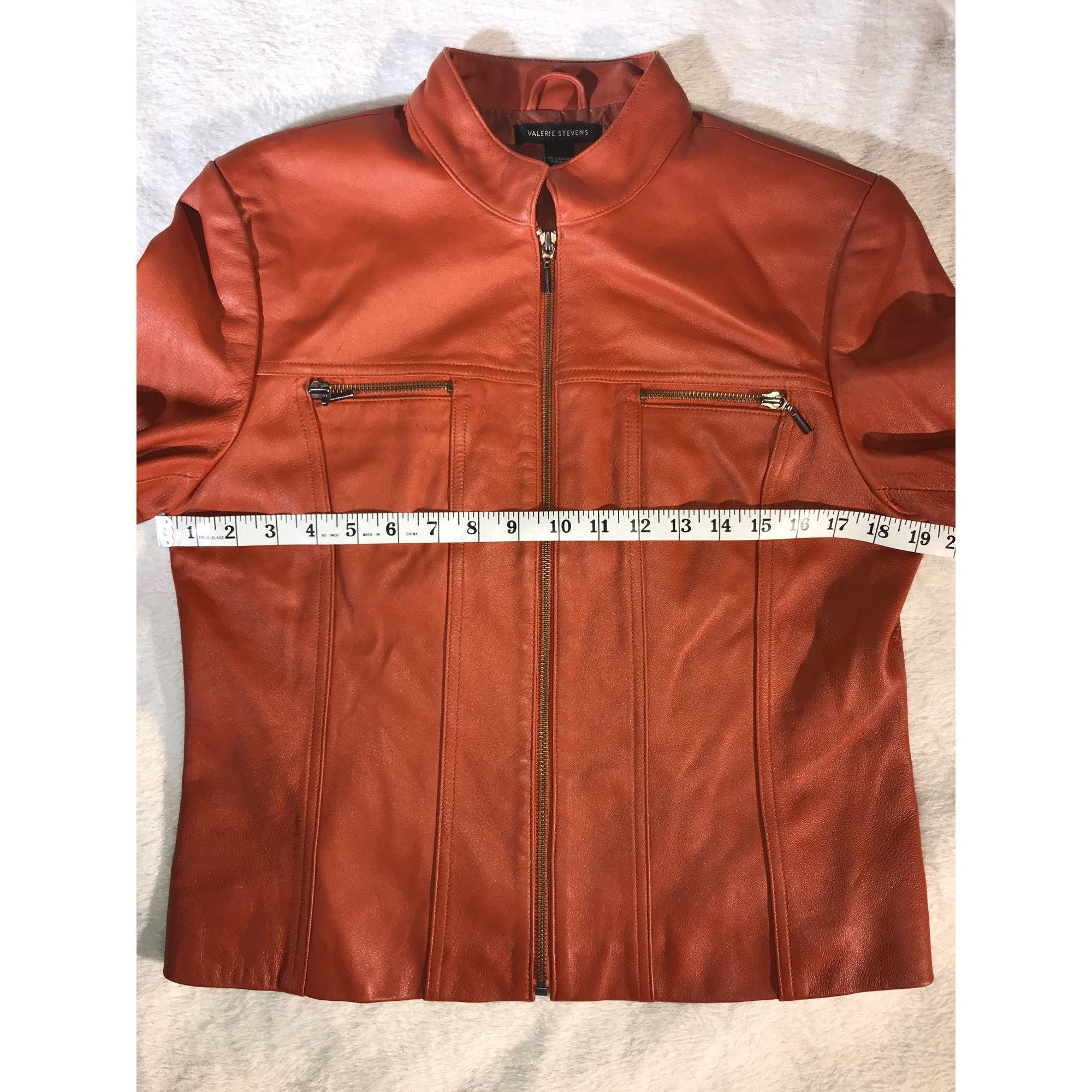 Vintage Valerie Stevens Womens Burnt Orange Leather Moto Jacket Size M / US 6-8 / IT 42-44 - 5 Thumbnail