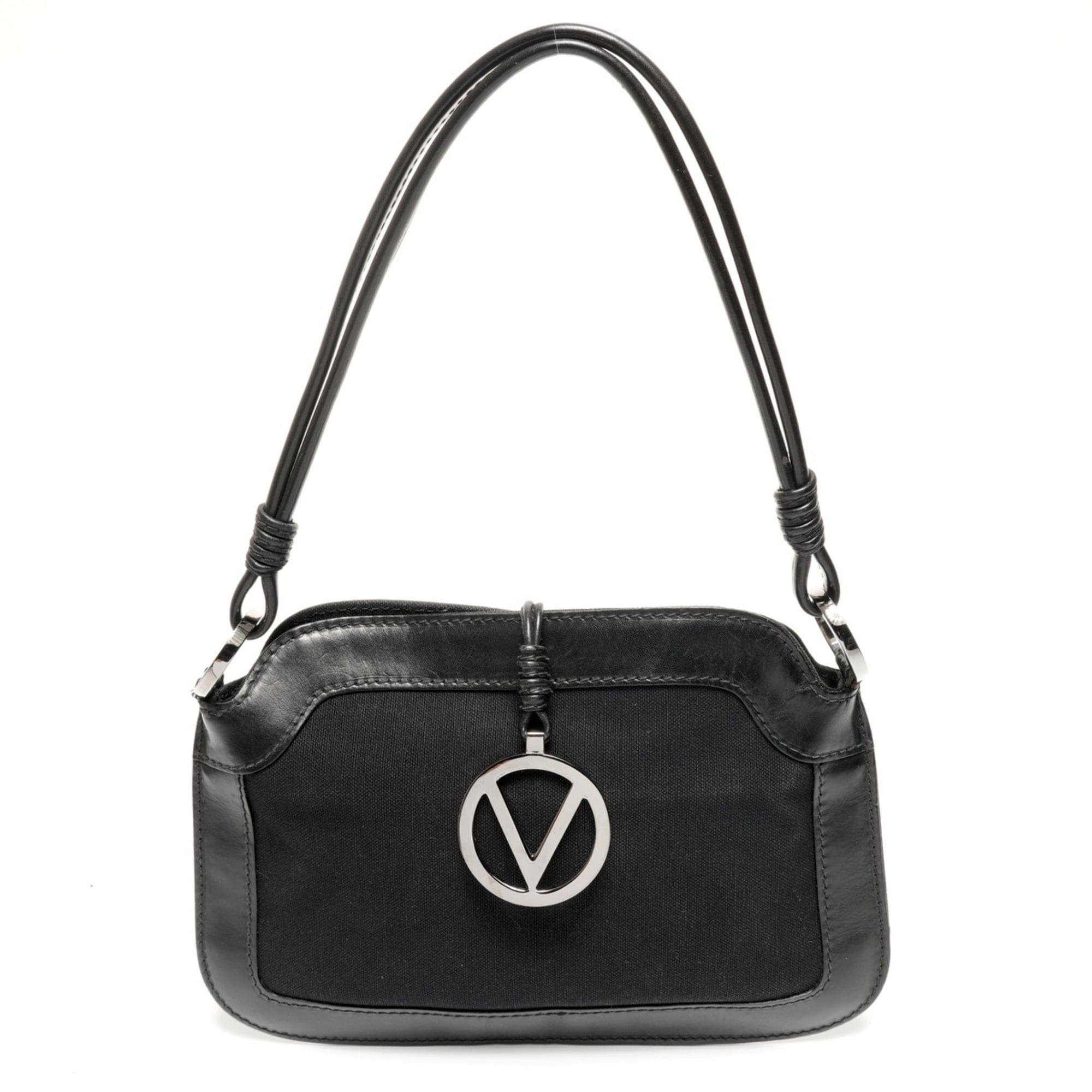 Valentino Valentino Canvas and Leather Shoulder Bag in Black Size ONE SIZE - 1 Thumbnail