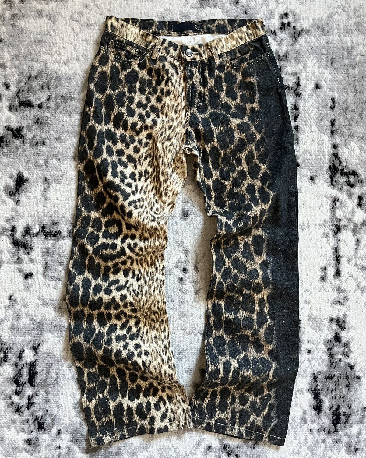 image of Archival Clothing x Just Cavalli Ss2006 Cavalli Wild Leopard Pants in Black, Men's (Size 30)