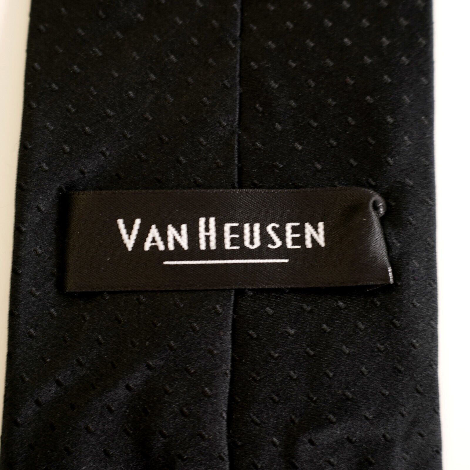 Van Heusen Van Heusen Black Check Print Silk Tie Size ONE SIZE - 3 Thumbnail