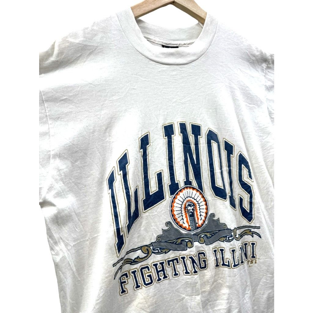 Fruit Of The Loom × Vintage 1990's Illinois University Fighting Illini T-Shirt Size US L / EU 52-54 / 3 - 6 Thumbnail