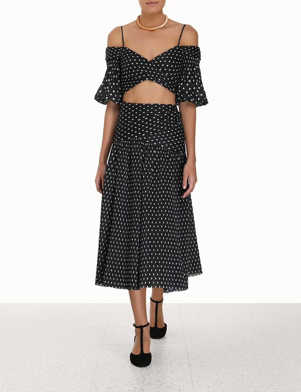 Zimmermann oc11z0425 Pleated Midi Skirt in Black/White Size 26" / US 2 / IT 38 - 2 Thumbnail