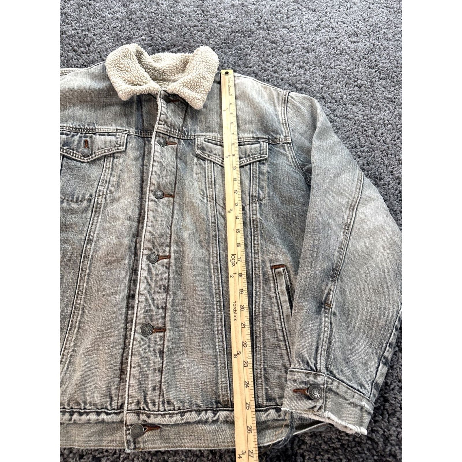 Gap VINTAGE Gap Denim Trucker Jacket Mens XL Gray Sherpa Lined Retro Workwear Jacket Size US XL / EU 56 / 4 - 2 Thumbnail