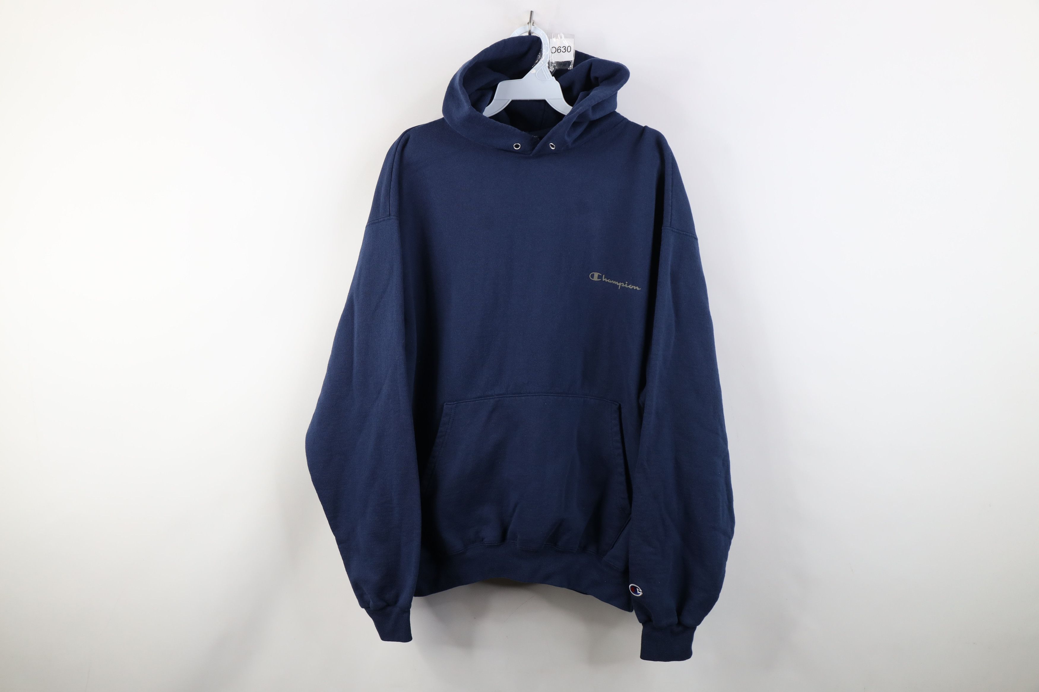 Champion Vintage 90s Champion Spell Out Hoodie Sweatshirt Navy Blue Size US L / EU 52-54 / 3 - 1 Thumbnail