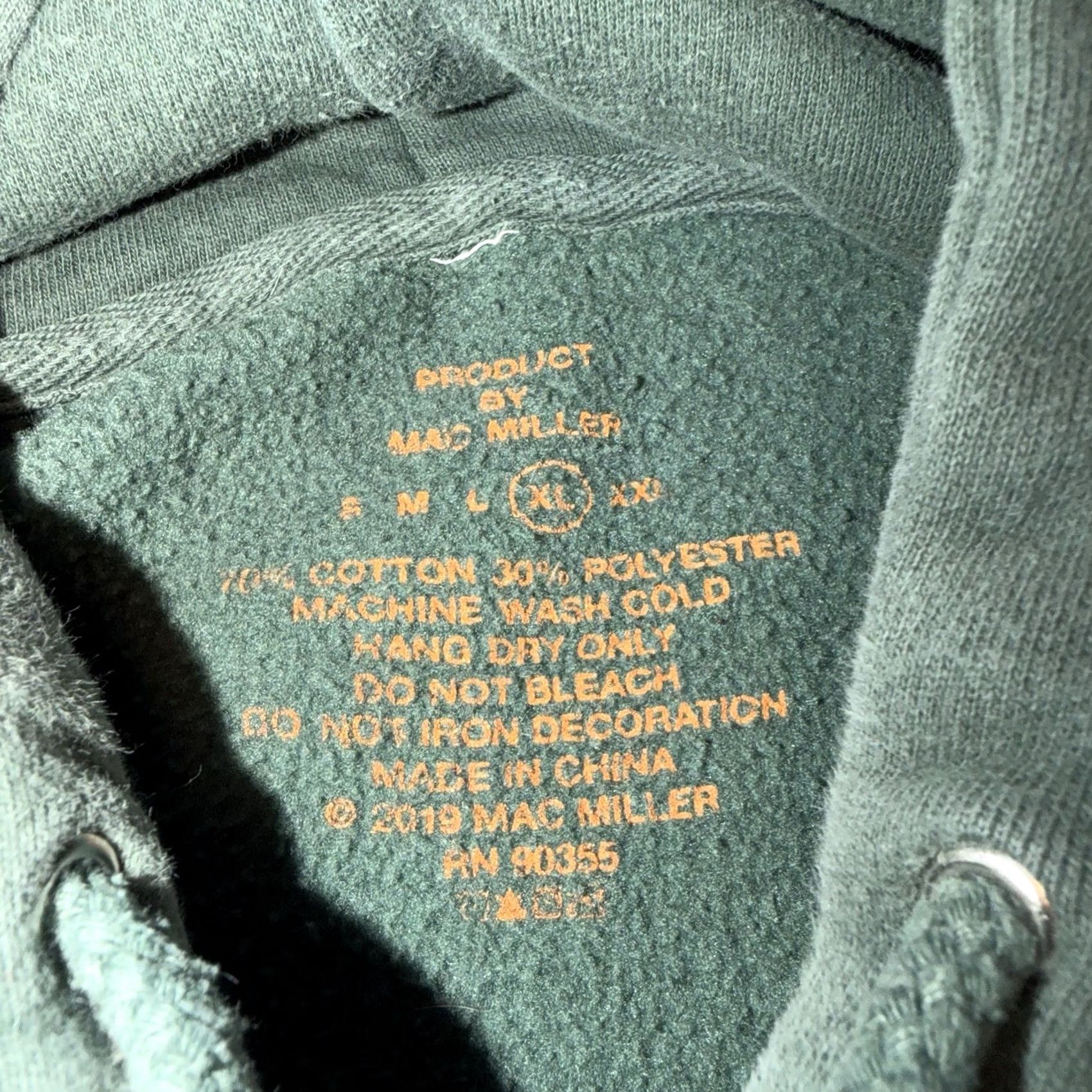 Vintage Mac Miller When The Last Time You Took Little Time For Yourself Hoodie XL Green Graphic Print Hooded Pockets Mens Regular Size US XL / EU 56 / 4 - 6 Thumbnail