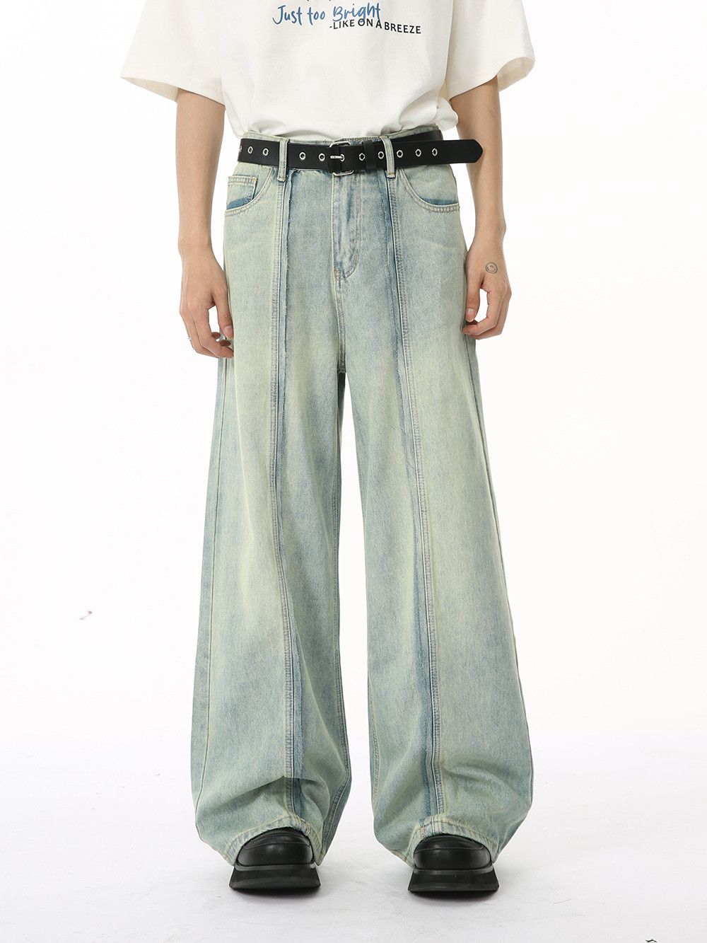 Vintage Men's Vibe patchwork straight wide-leg loose washed jeans Size US 32 / EU 48 - 1 Thumbnail