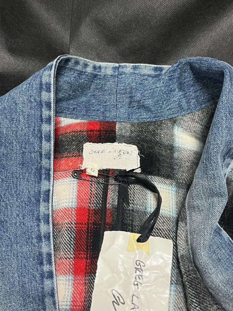 Greg Lauren greg lauren Wool plaid denim patchwork robe 2506-Nextarrow Size US XS / EU 42 / 0 - 4 Thumbnail