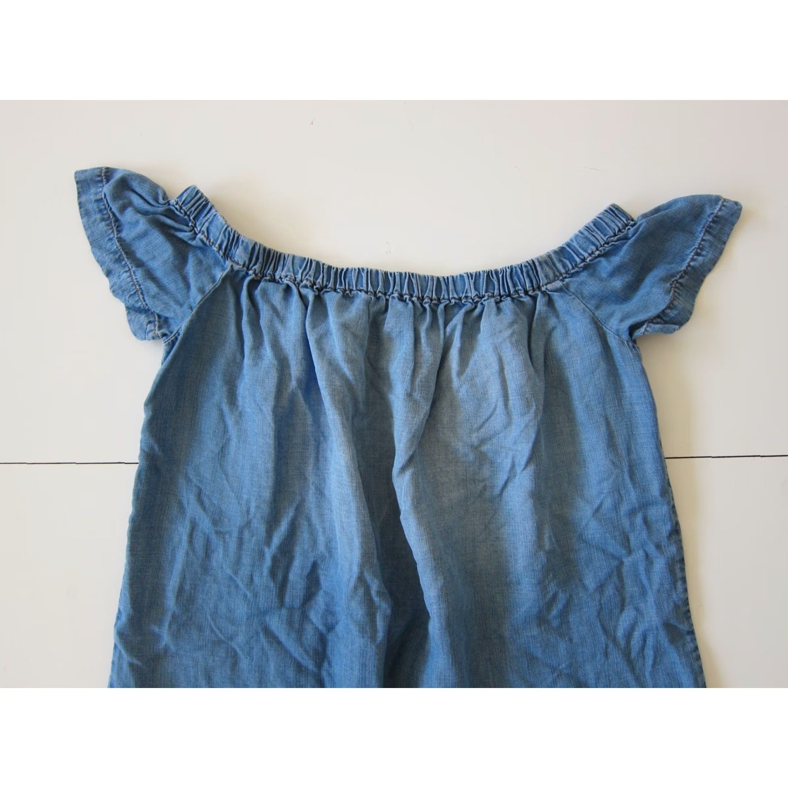 Denime Cloth & Stone Tencel Denim Off Shoulder Short Sleeve Tunic Sheath Shift Dress S Blue Size 28" / US 6 / IT 42 - 3 Thumbnail