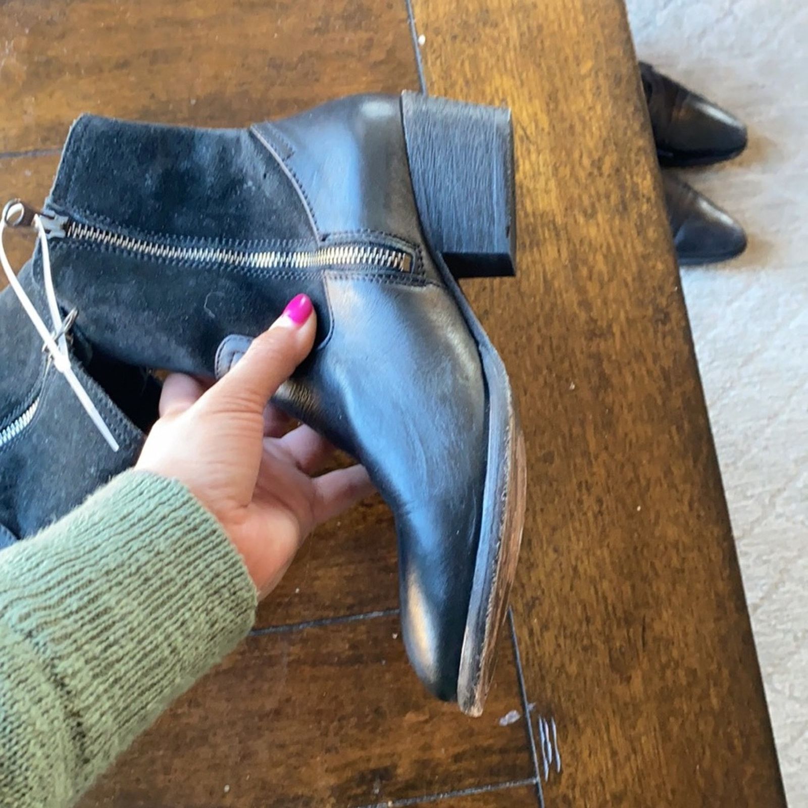 H By Hudson H by Hudson Riley Dual Zip Bootie Stacked Heel Suede Size US 8 / IT 38 - 8 Thumbnail