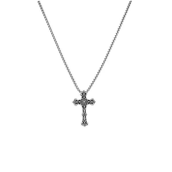 Jewelry Silver Ornate Cross Pendant Necklace, Men's Chain Necklace Size ONE SIZE - 6 Thumbnail