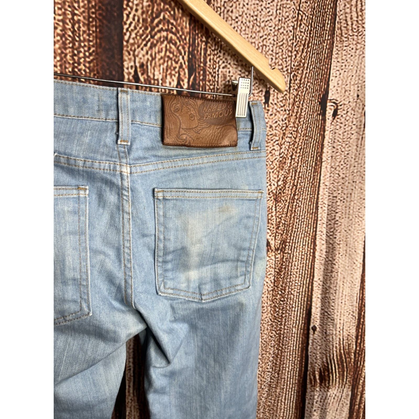Vintage Naked & Famous Denim Jeans Men’s Skinny 29 Light Blue Inseam 31 Regular Waist 29 N&F Super Guy Mens Jeans Size US 29 - 4 Thumbnail