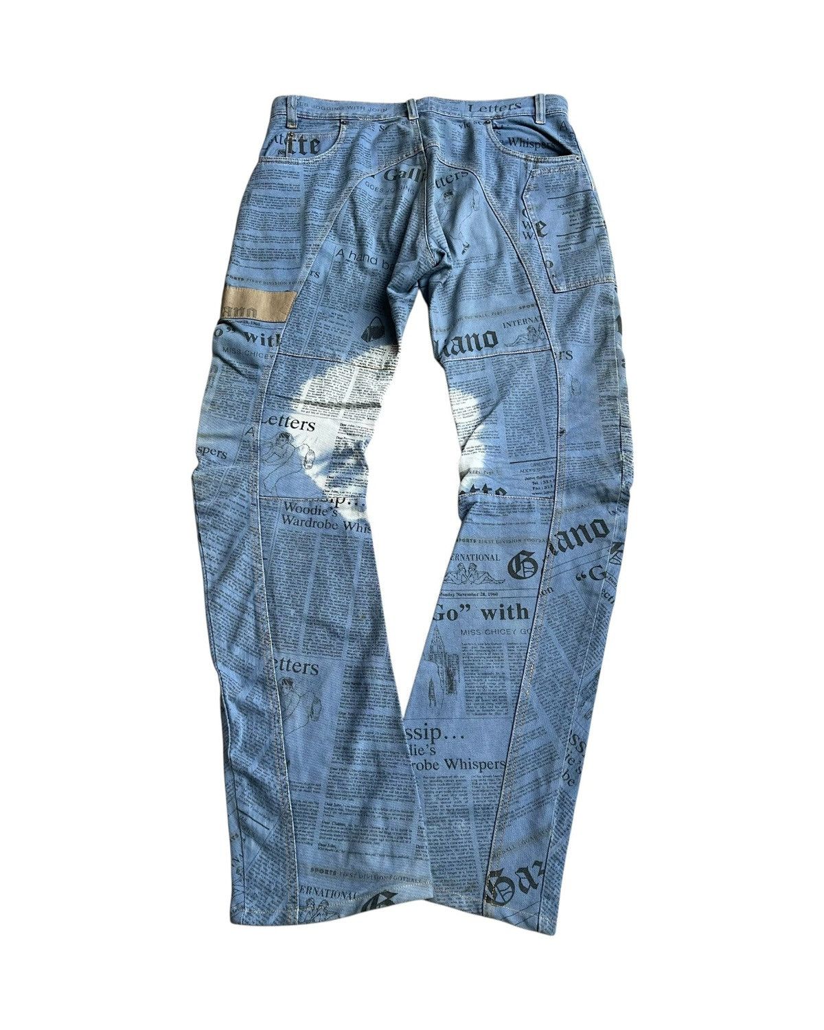 John Galliano SS2006 Runway Star Panel Gazette Newspaper J-Cut Denim Jeans Size US 34 / EU 50 - 3 Thumbnail