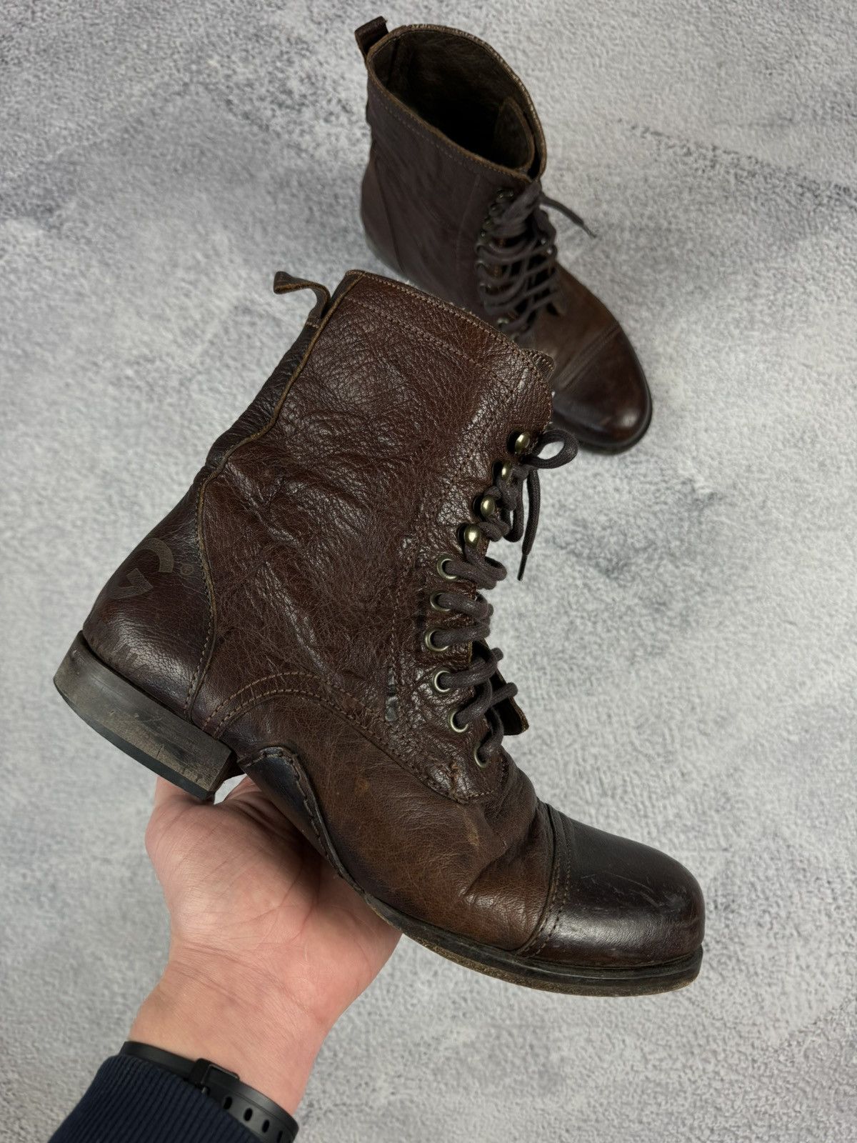 DOLCE GABBANA Vintage Leather Unisex Boots Shoes Brown