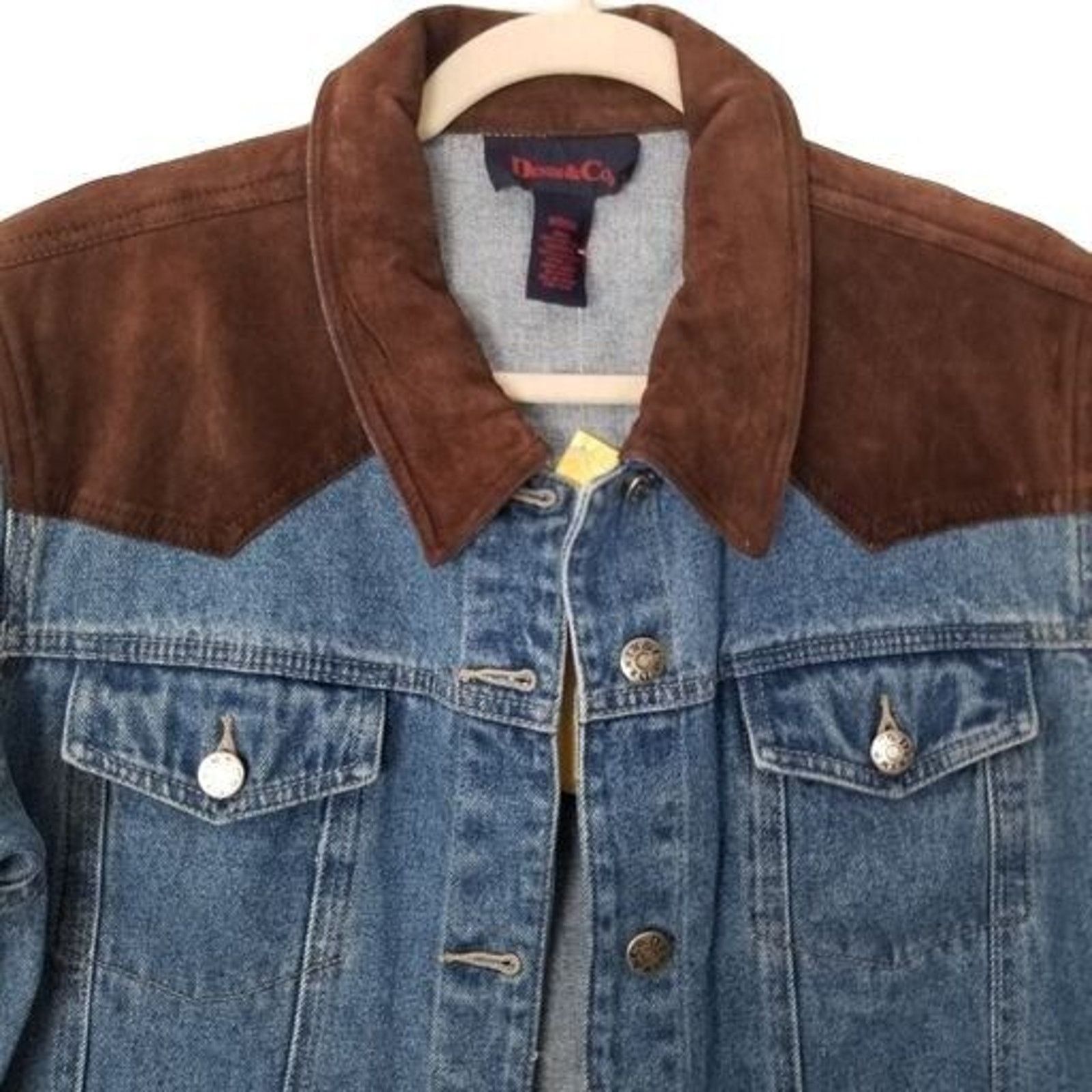 Denim & Co. QVC Denim & Co Womens Western Jean Jacket Sz M Leather Size M / US 6-8 / IT 42-44 - 2 Thumbnail