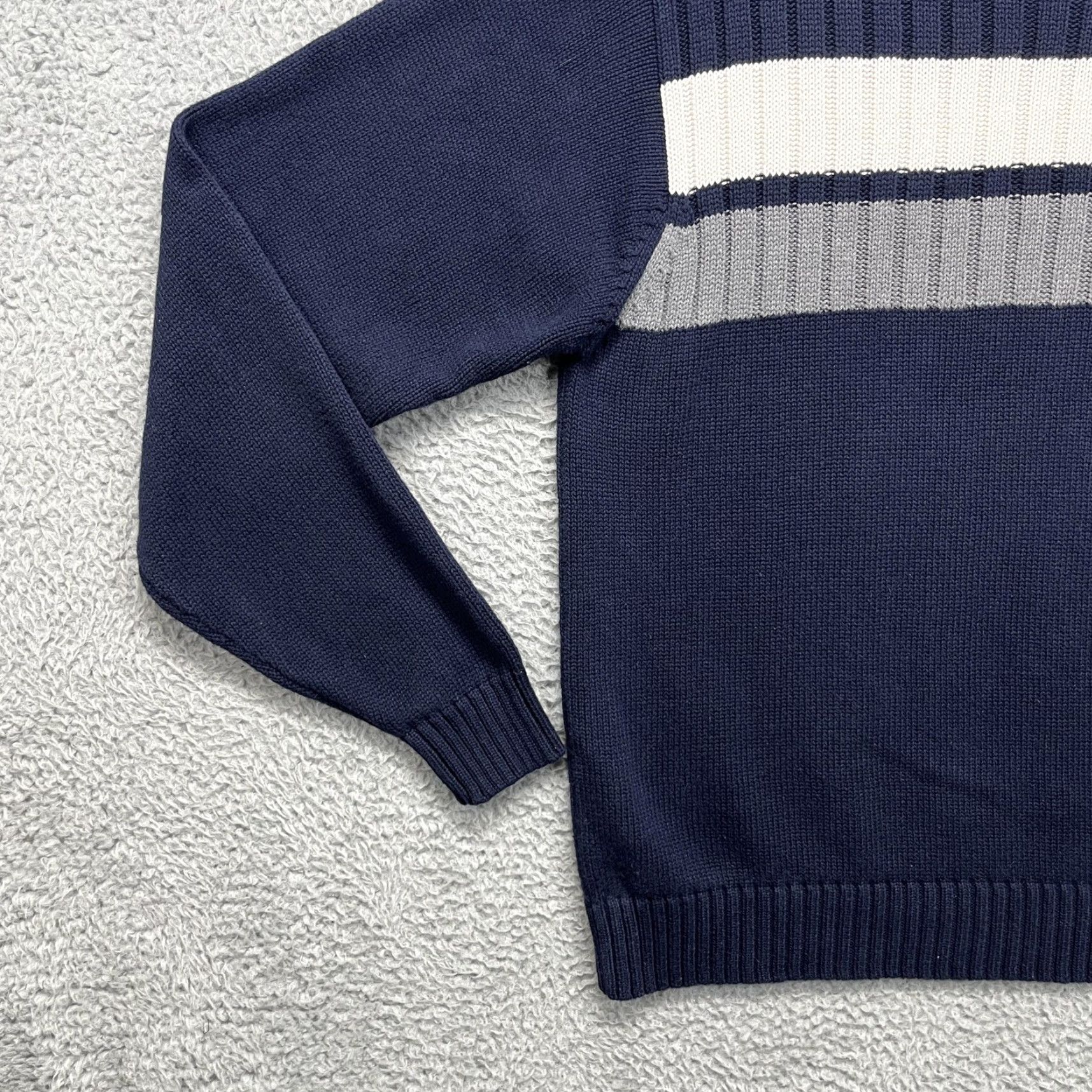 Nautica Nautica Sweater Mens M Blue White Gray Stripe Crewneck Cotton Pullover Size US M / EU 48-50 / 2 - 4 Thumbnail