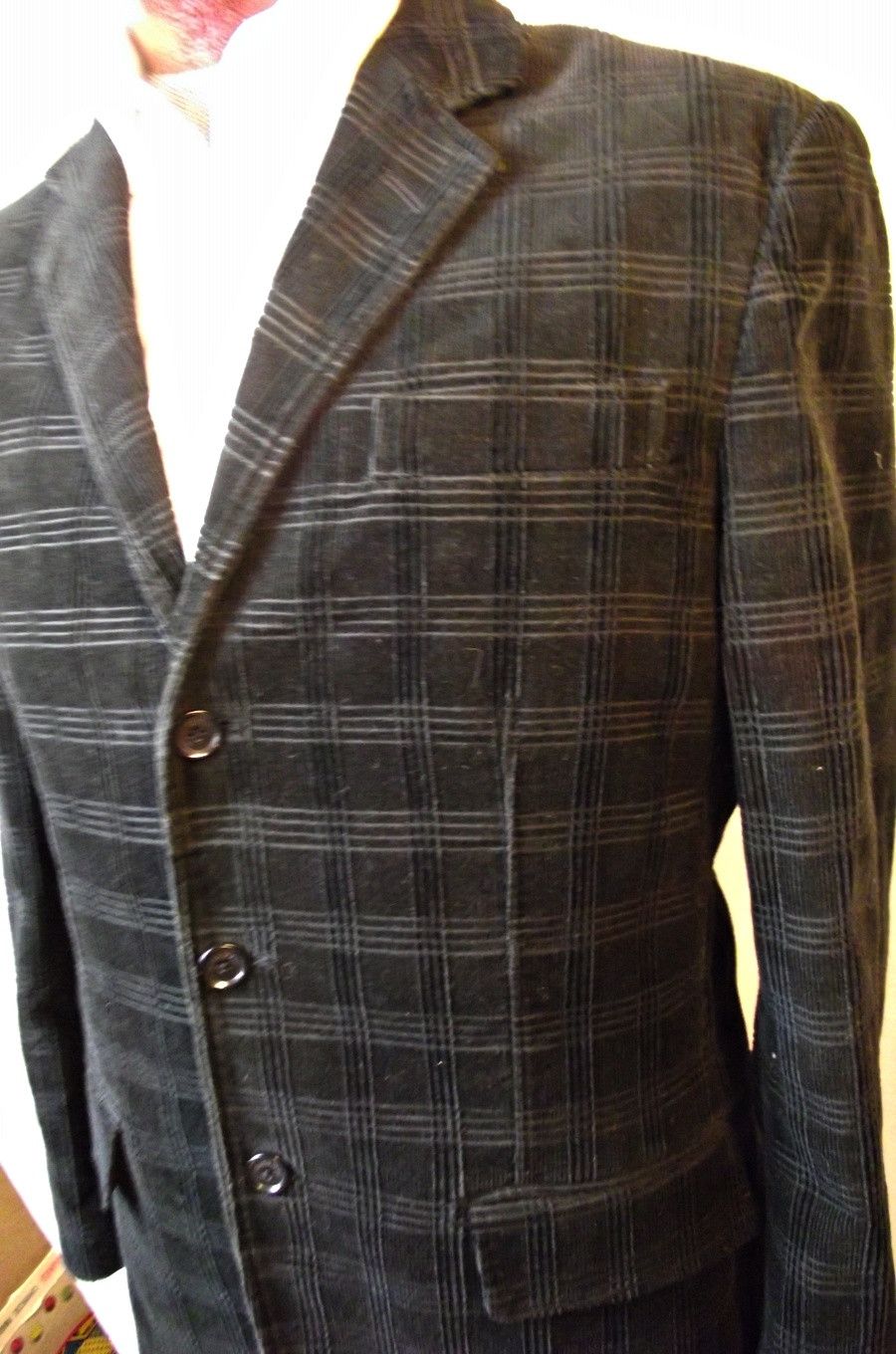 Marc Ecko NEW Mens Textured Corduroy Blazer Black Medium-Large Size 42R - 4 Thumbnail
