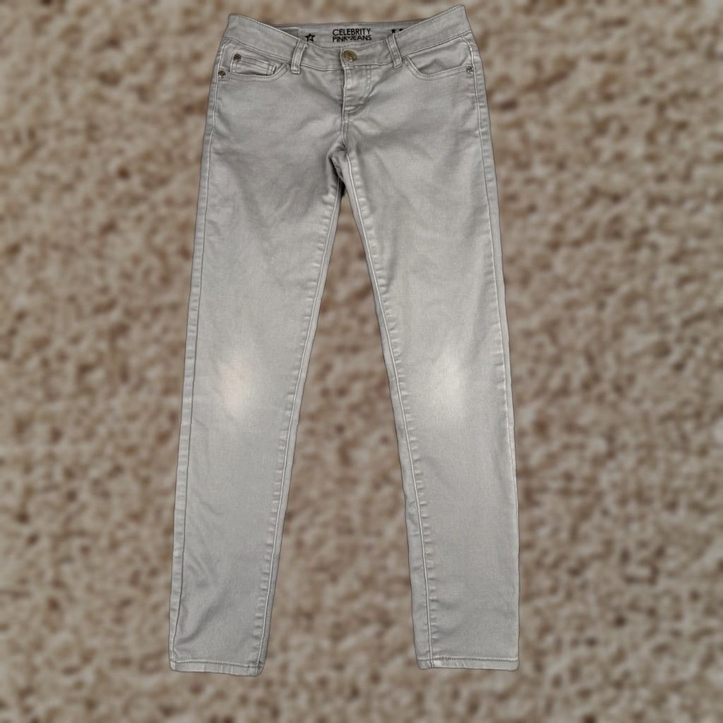 Vintage Celebrity Pink Jeans Junior 0 S Gray Denim Skinny Cotton Blend Low Rise 28x30 Womens Jeans Size 25" / US 0 / IT 36 - 1 Thumbnail