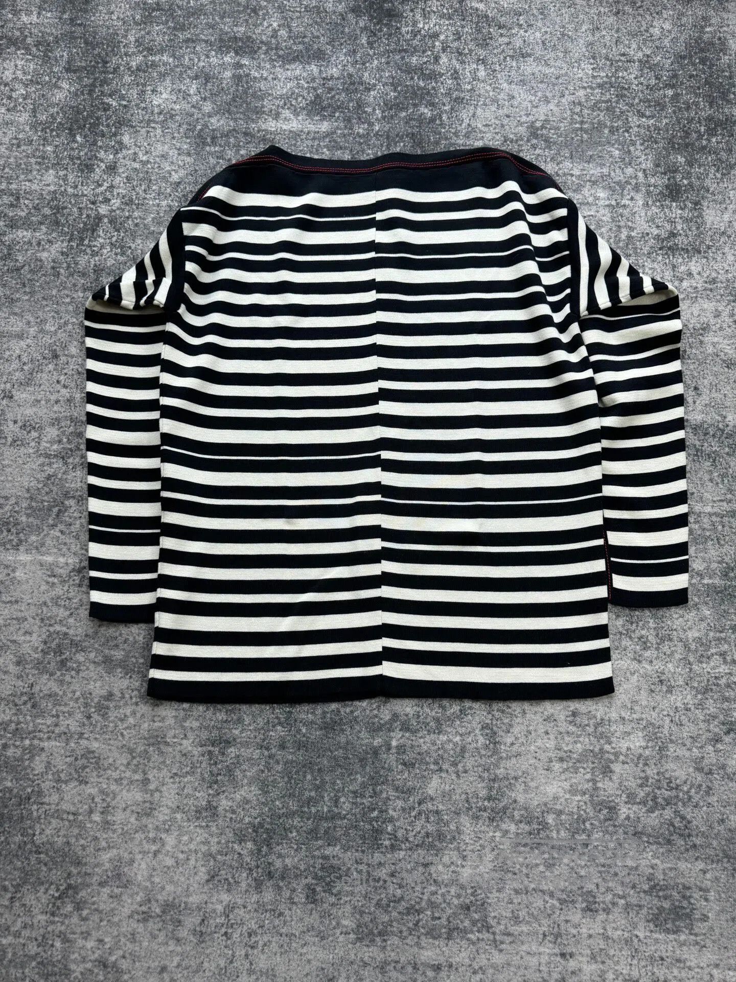Loewe Loewe Striped Embroidered Logo Off-Shoulder Knit Top| Size US M / EU 48-50 / 2 - 2 Thumbnail