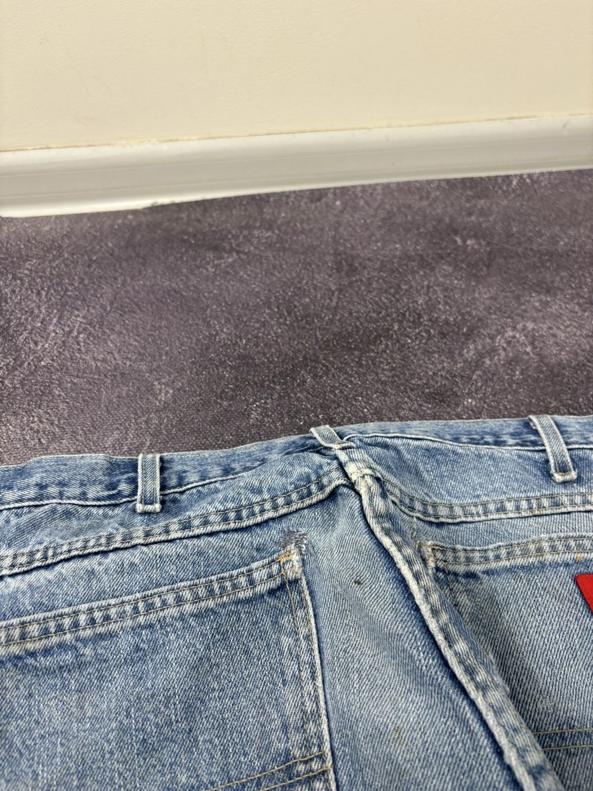 Dickies Vintage Dickies Double Knee USA Faded Denim Work Hype Jeans Size US 33 - 16 Thumbnail