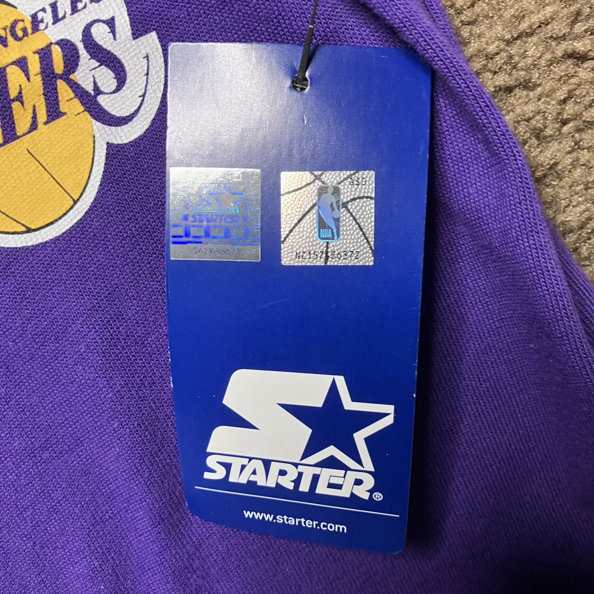 NBA × Starter STARTER Los Angeles Lakers Baseball Style Jersey NWT Size US L / EU 52-54 / 3 - 7 Thumbnail