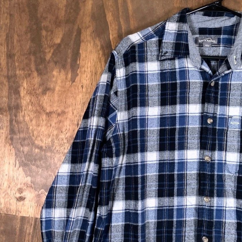 Eddie Bauer Eddie Bauer Mens Shirt Blue Black Plaid Flannel Button Down Long Sleeve Large Size US L / EU 52-54 / 3 - 4 Thumbnail