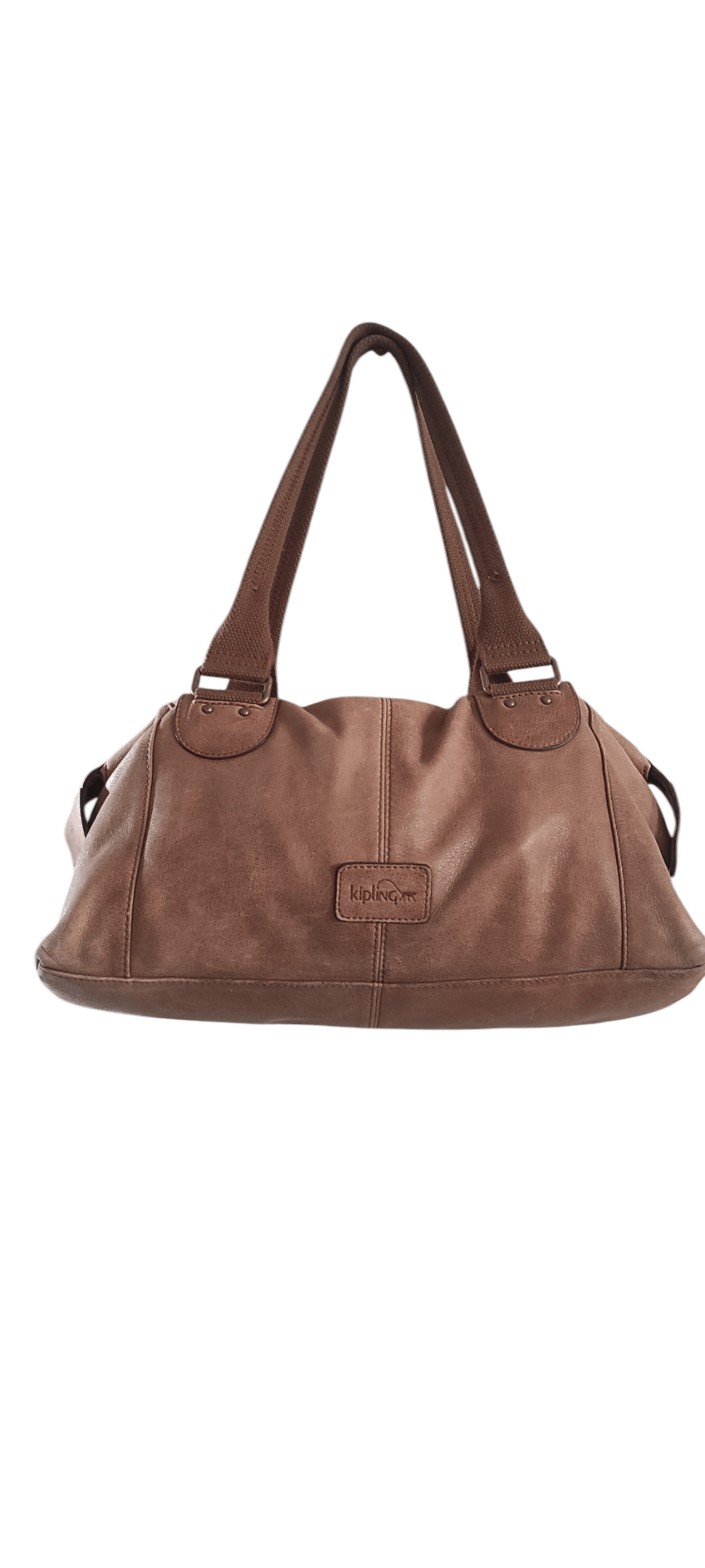 Kipling Shoulder Bag Brown Leather Brass Monkey Zip Top