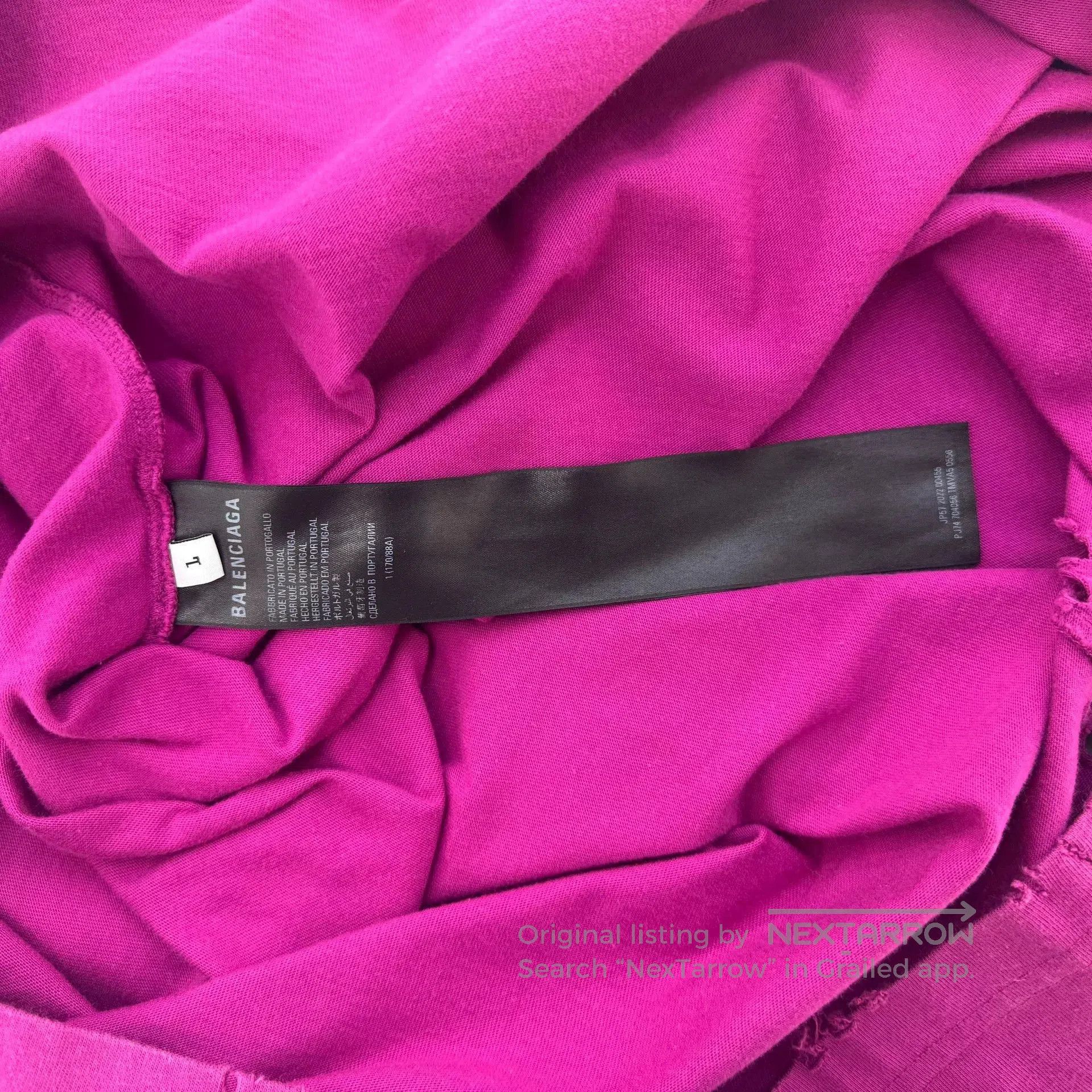 Japanese Brand Balenciaga Distressed Hole Sleeve Tee. Size US L / EU 52-54 / 3 - 6 Thumbnail