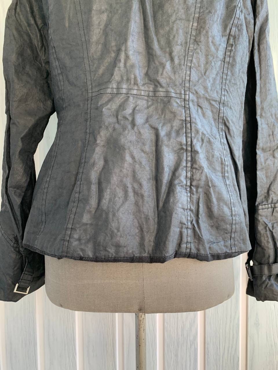 Japanese Brand × Sarah Pacini SARAH PACINI Navy Ramie & Resin Blend Mock Geometric Jacket Size S / US 4 / IT 40 - 12 Thumbnail