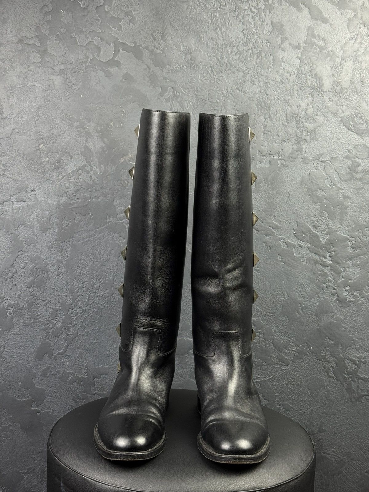 Valentino Valentino Garavani Rockstud Black Leather Women’s Knee Boots Size US 8 / IT 38 - 4 Thumbnail