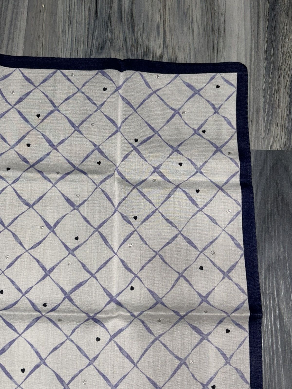 Other Vintage Private Label Blue Heart Ribbon Cotton Handkerchief Size ONE SIZE - 7 Thumbnail